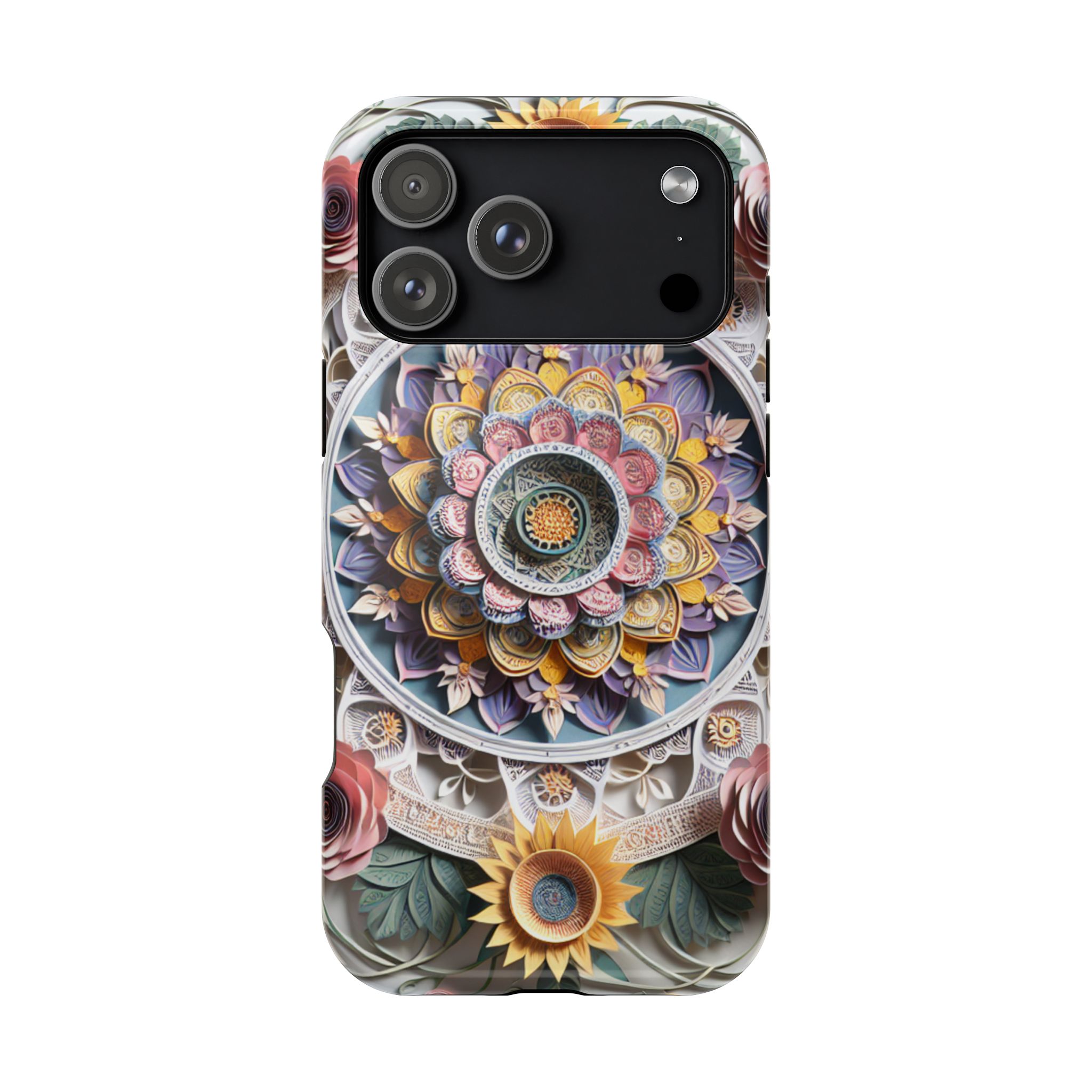 Floral Mandala Art Impact-Resistant Case