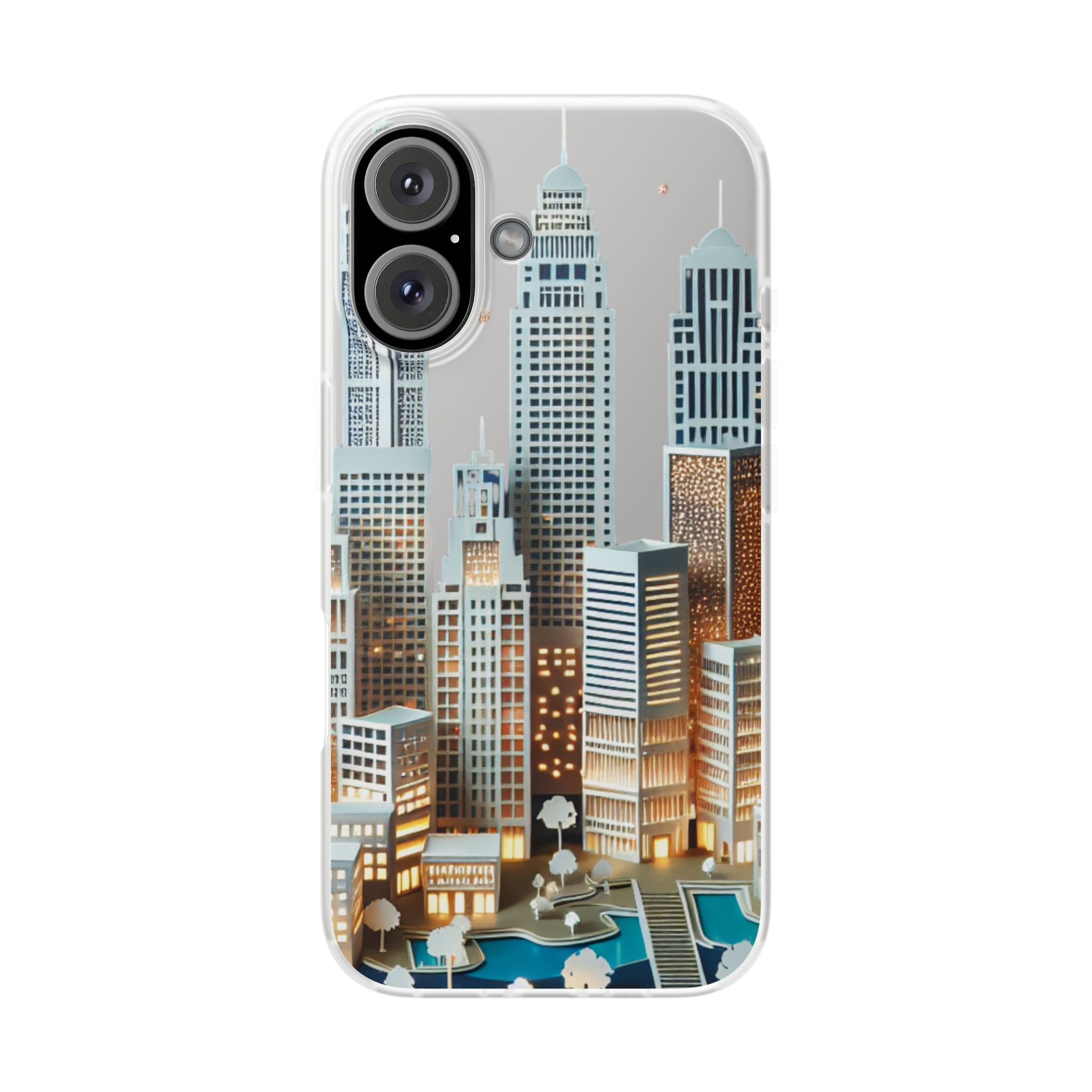 Paper Art 3D Cityscapes Trendy Resistant Flexi Phone Back Case - Image 2