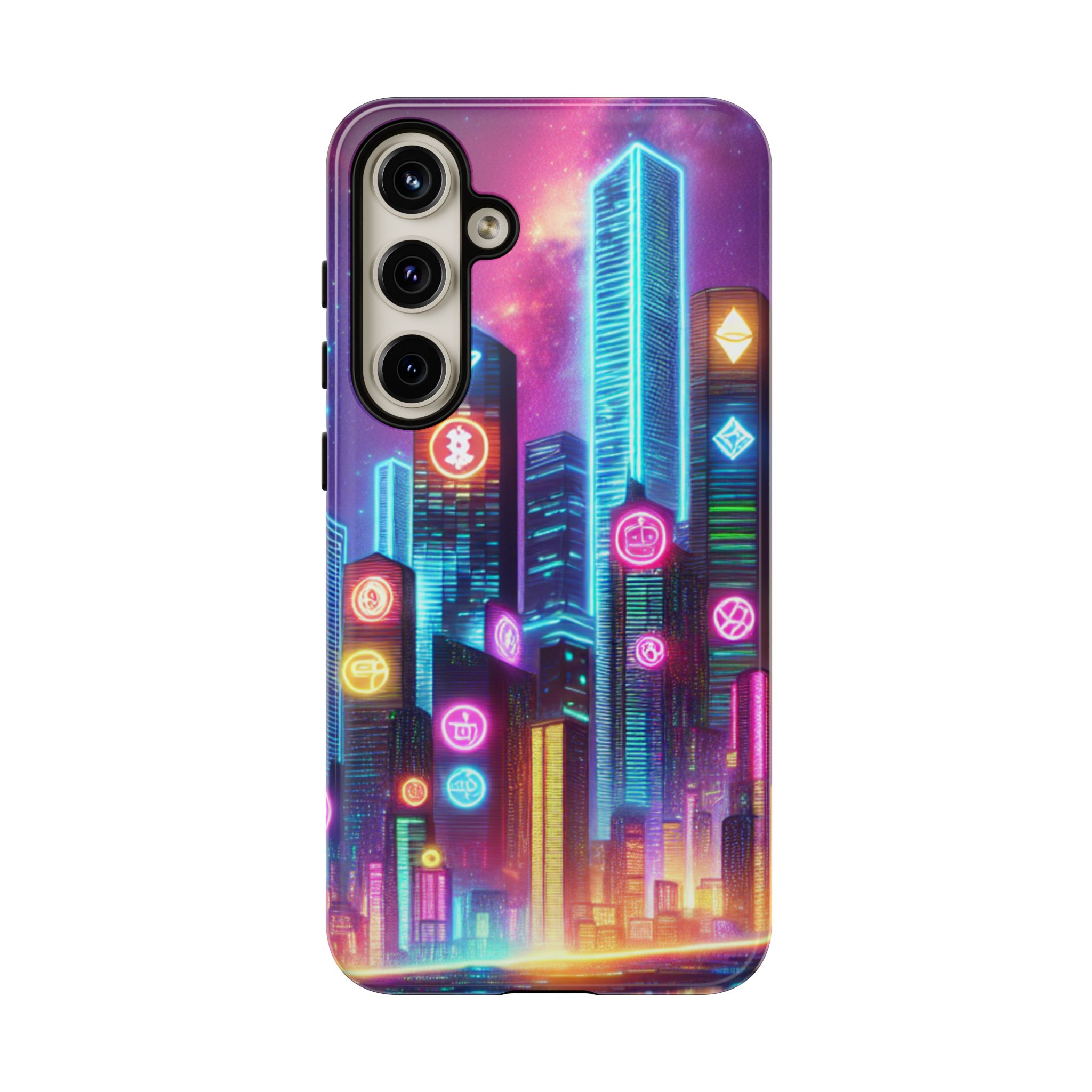 Neon Skyscraper Art Trendy Sleek Resistant Tough Phone Case - Image 11