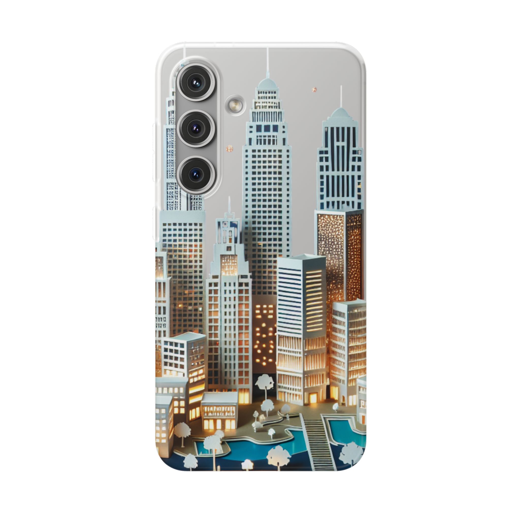 Paper Art 3D Cityscapes Trendy Resistant Flexi Phone Back Case - Image 7