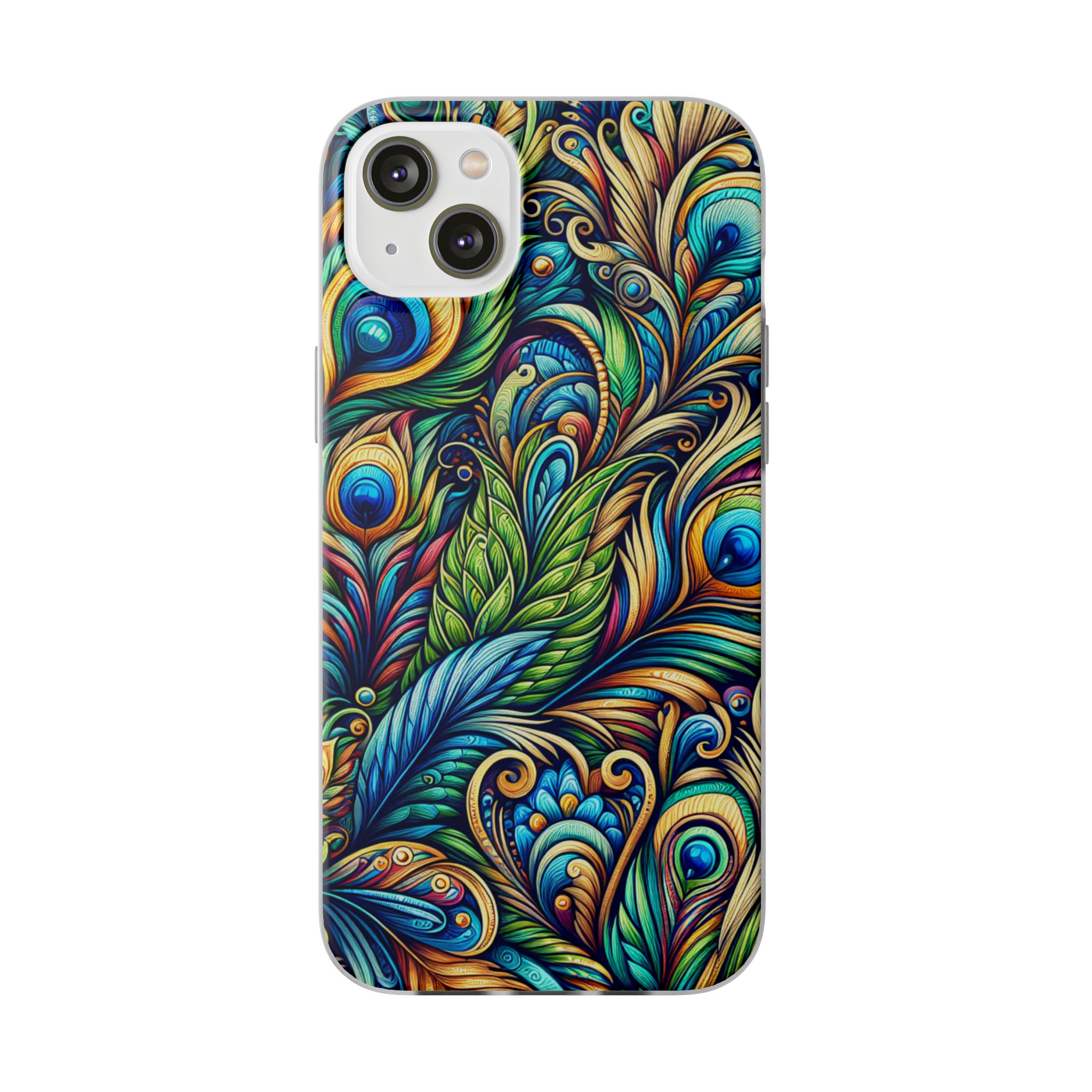 Peacock Feather Art Trendy Resistant Flexi Phone Back Case - Image 6