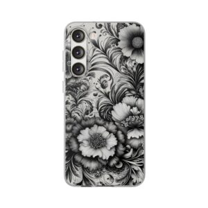 Black & White Floral Art Trendy Resistant Flexi Phone Back Case