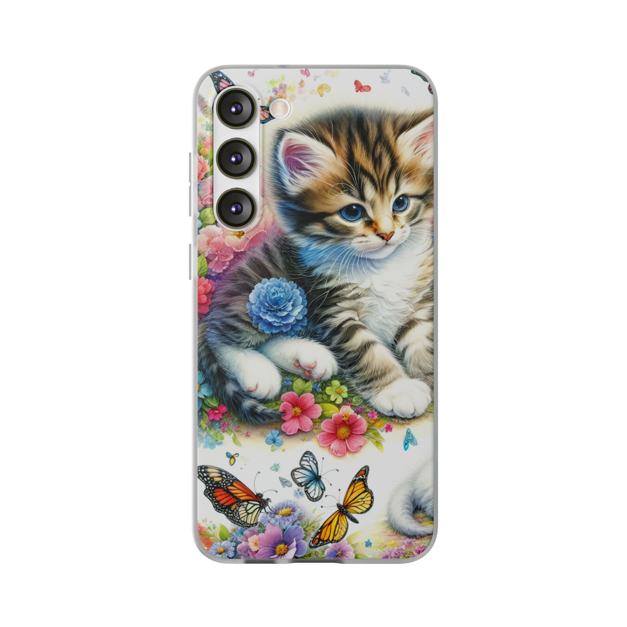Butterfly & Cat Trendy Resistant Flexi Phone Back Case - Image 3