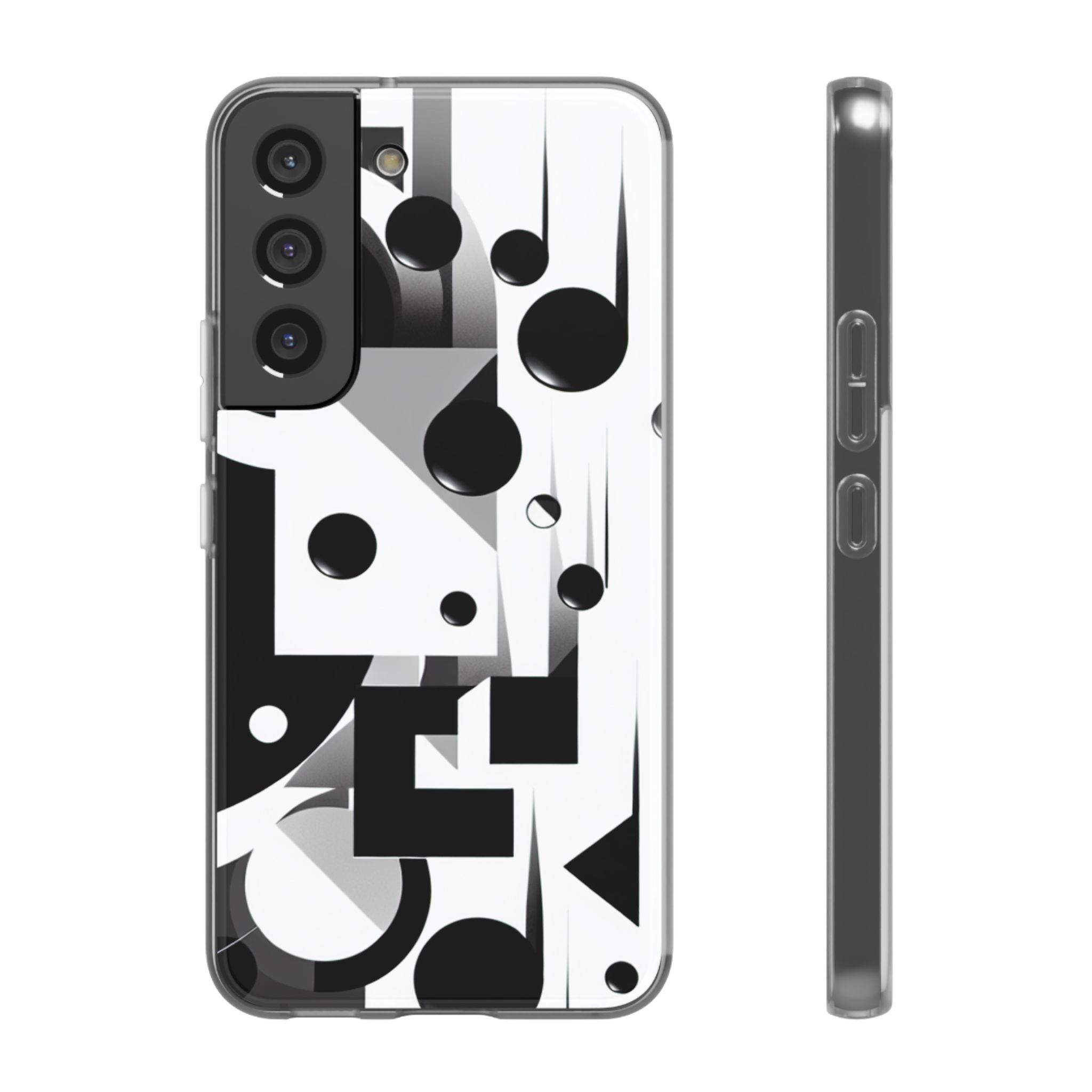 Black & White Abstract Trendy Resistant Flexi Phone Back Case - Image 4