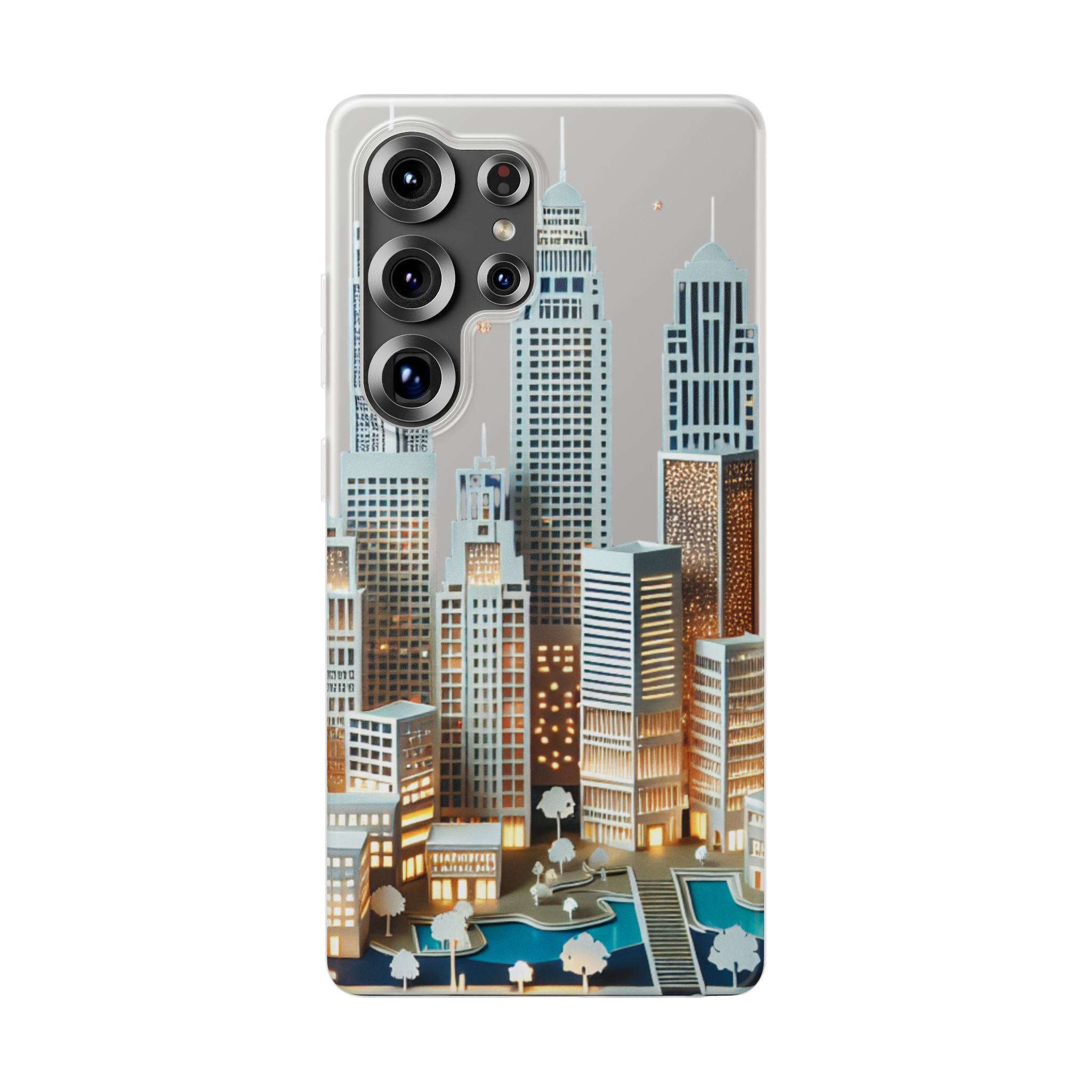 Paper Art 3D Cityscapes Trendy Resistant Flexi Phone Back Case - Image 3