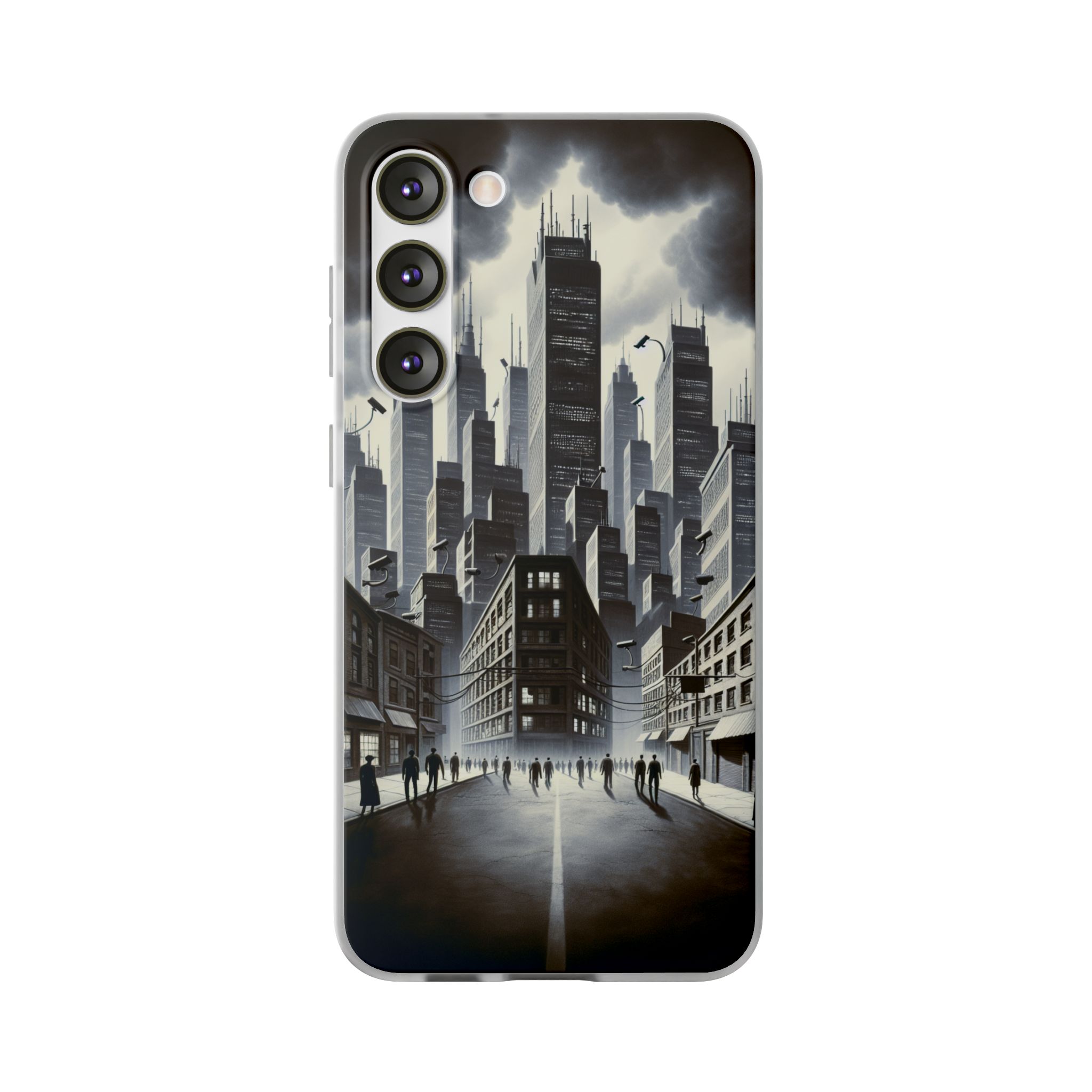 Modern Black & White City Trendy Resistant Flexi Phone Back Case - Image 3