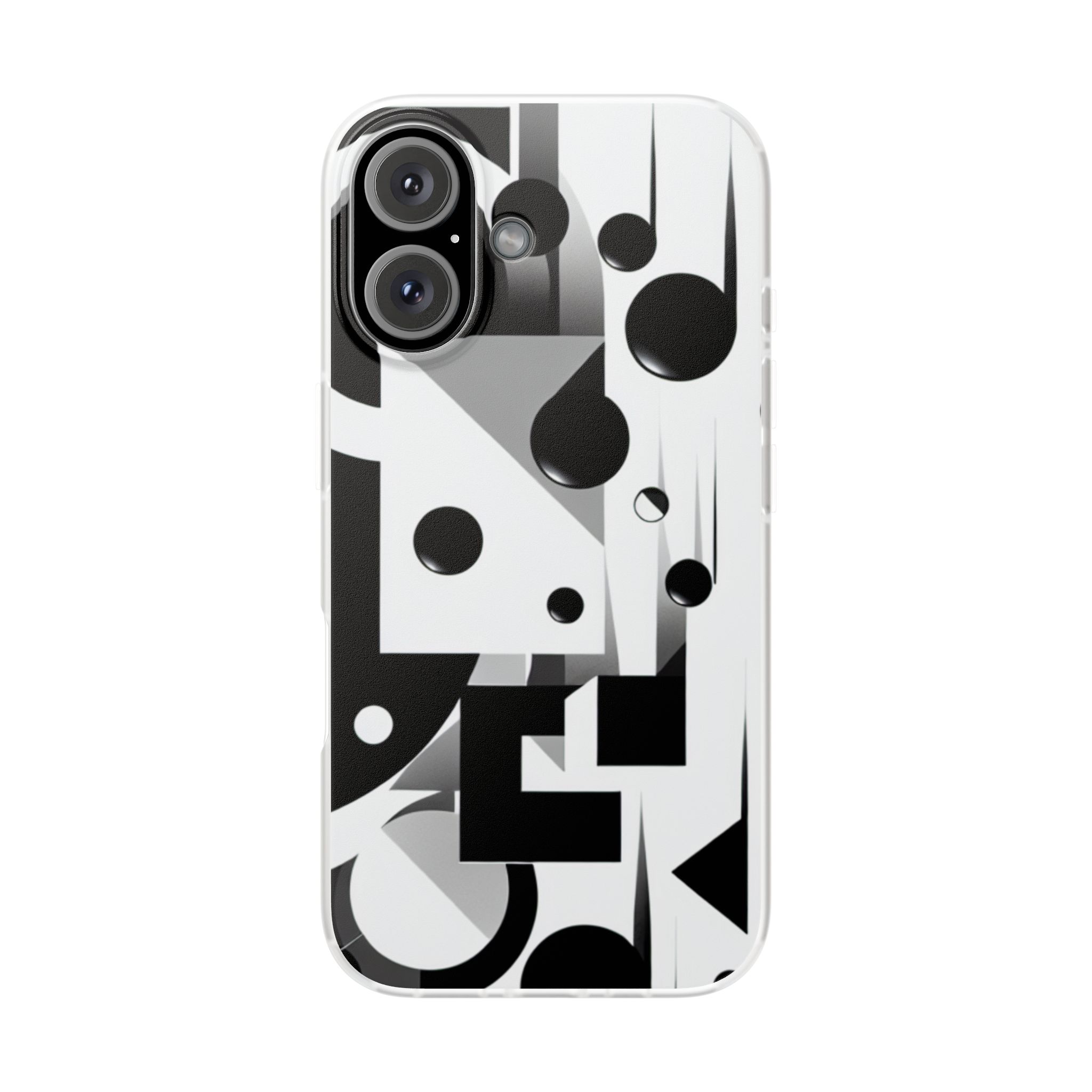 Black & White Abstract Trendy Resistant Flexi Phone Back Case - Image 3