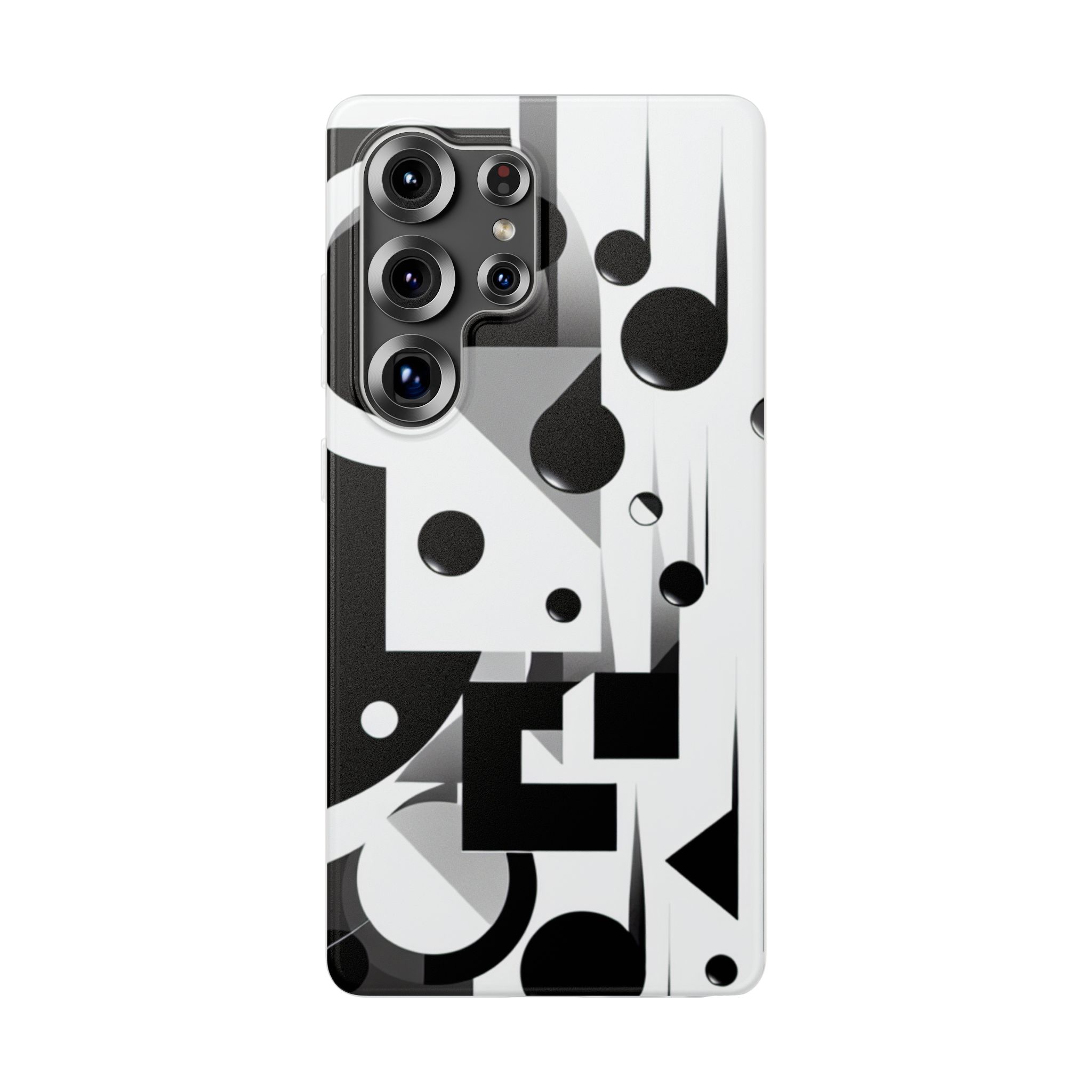 Black & White Abstract Trendy Resistant Flexi Phone Back Case - Image 2