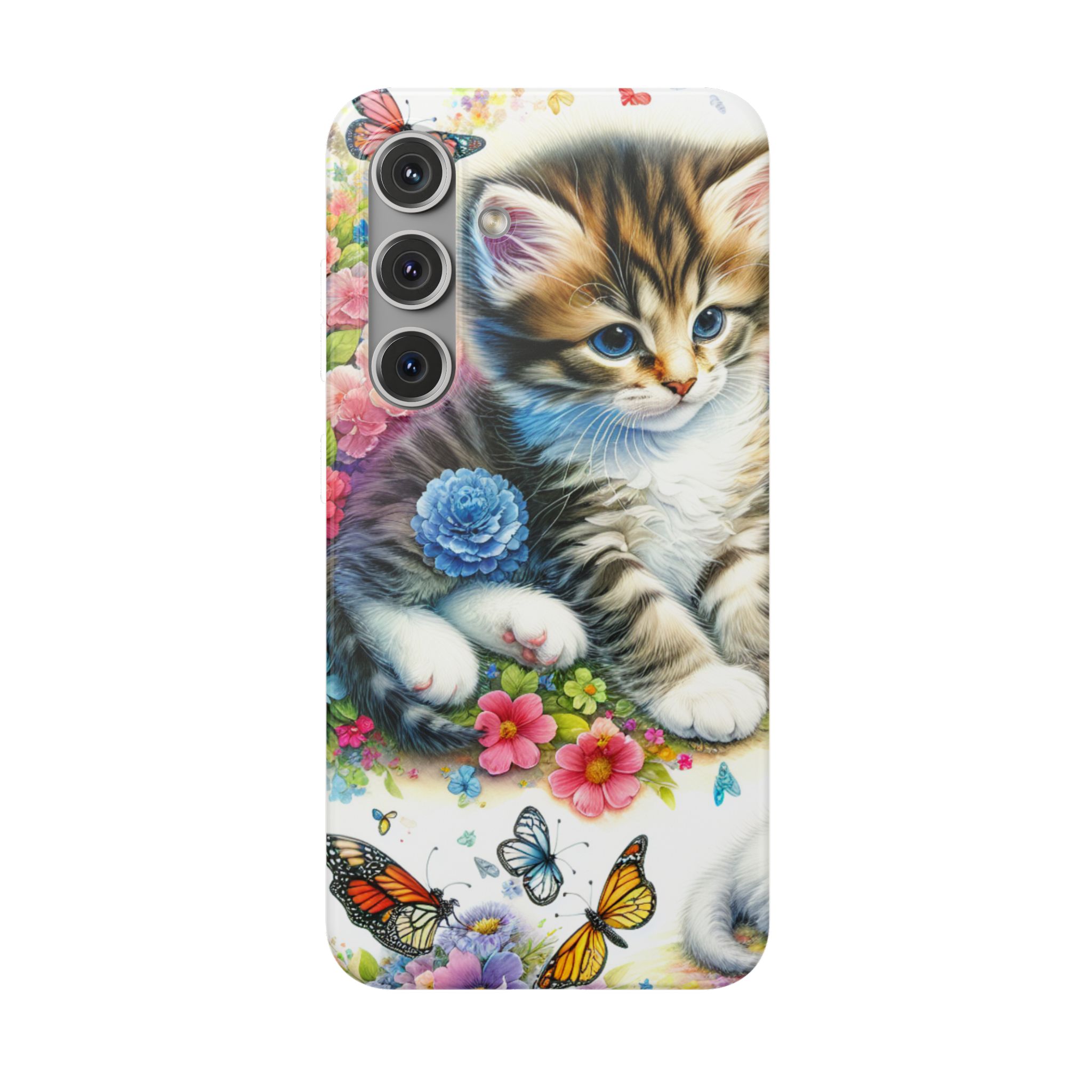 Butterfly & Cat Trendy Resistant Flexi Phone Back Case - Image 7