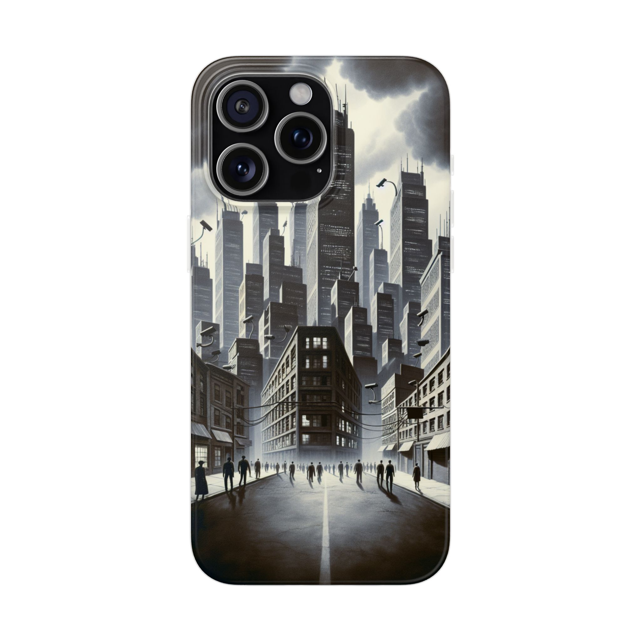 Modern Black & White City Trendy Resistant Flexi Phone Back Case - Image 4
