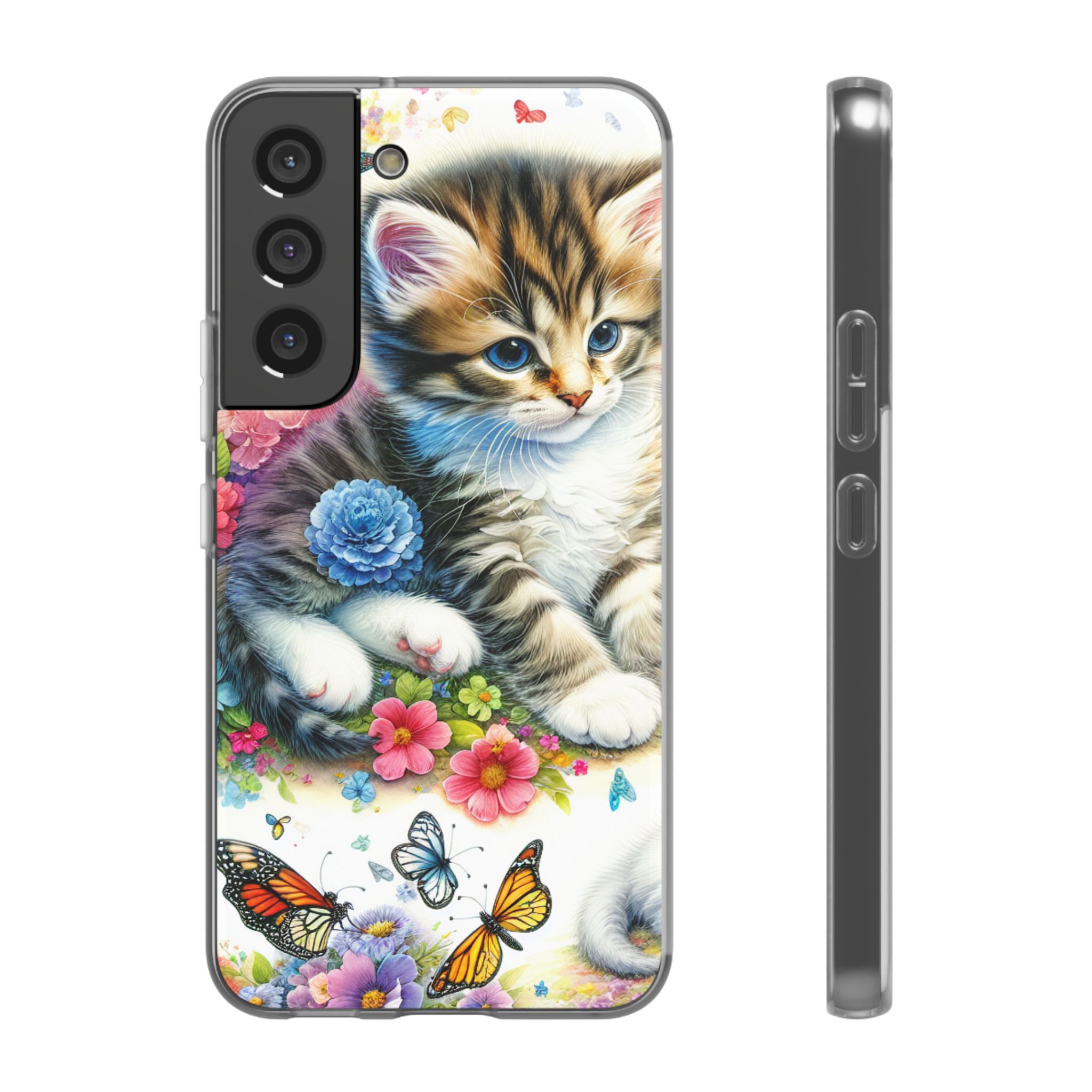 Butterfly & Cat Trendy Resistant Flexi Phone Back Case - Image 5