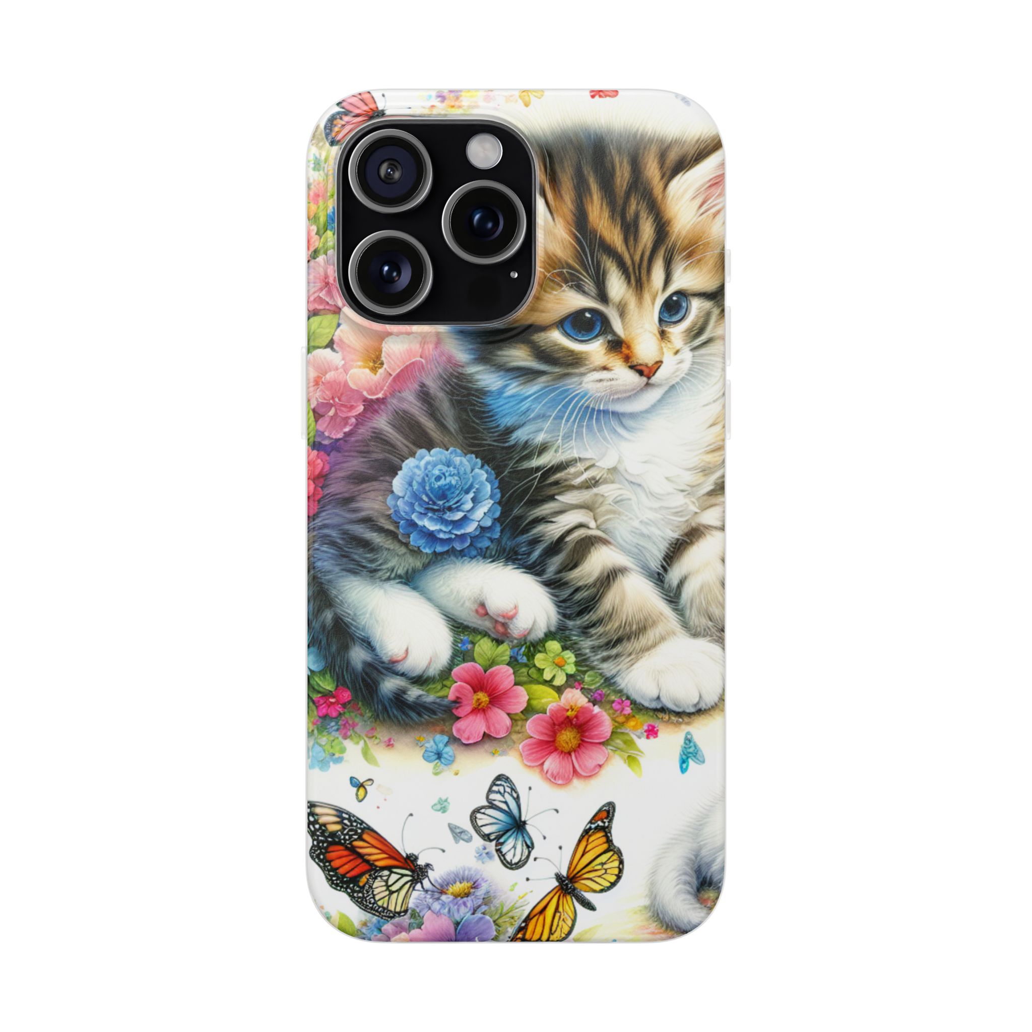 Butterfly & Cat Trendy Resistant Flexi Phone Back Case - Image 4