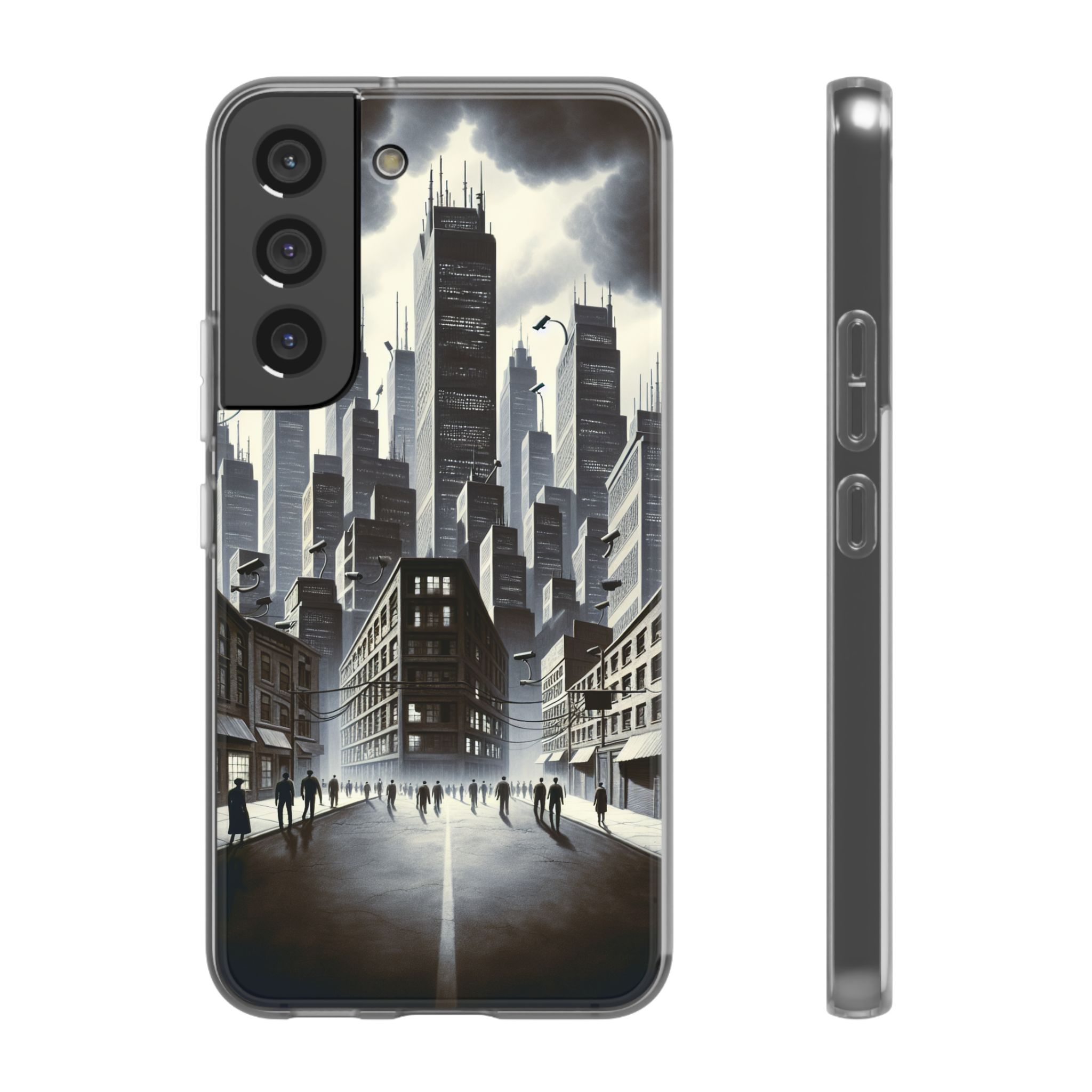 Modern Black & White City Trendy Resistant Flexi Phone Back Case - Image 5