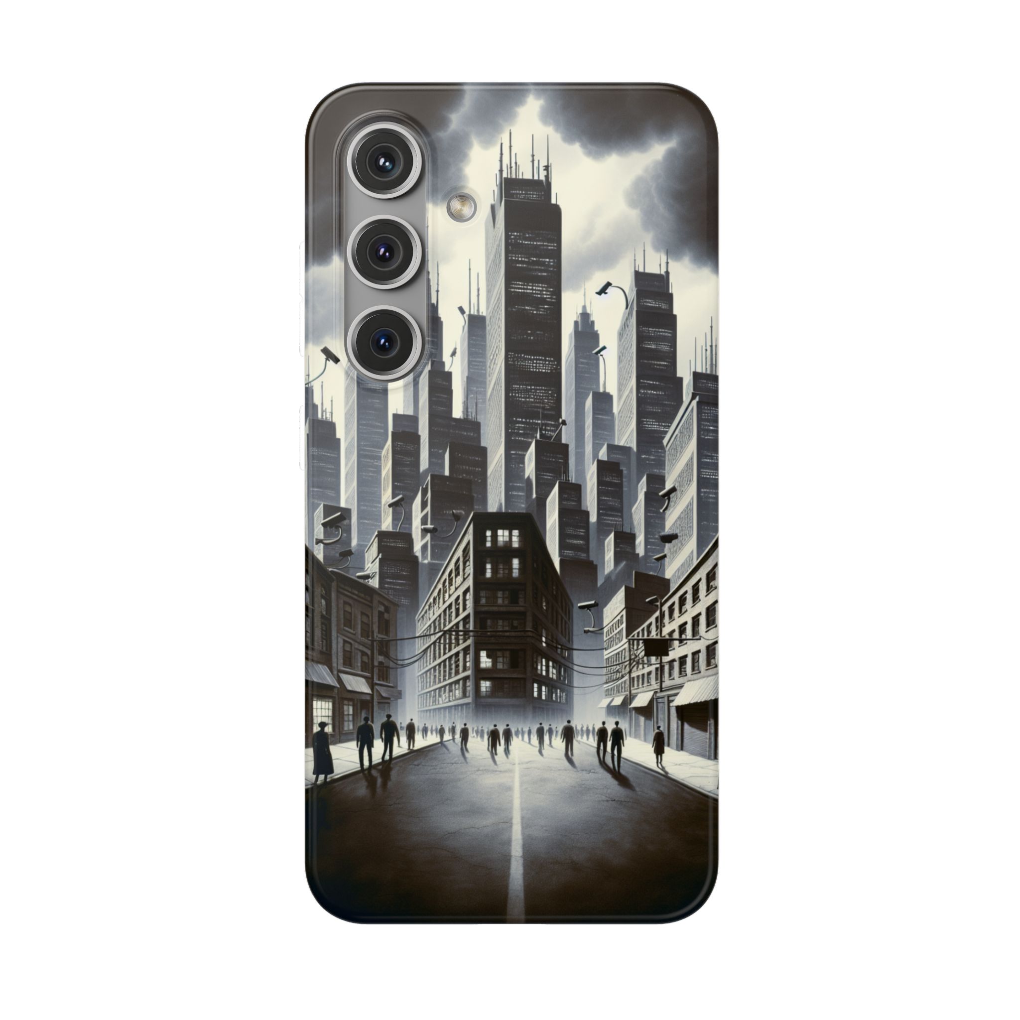 Modern Black & White City Trendy Resistant Flexi Phone Back Case - Image 7