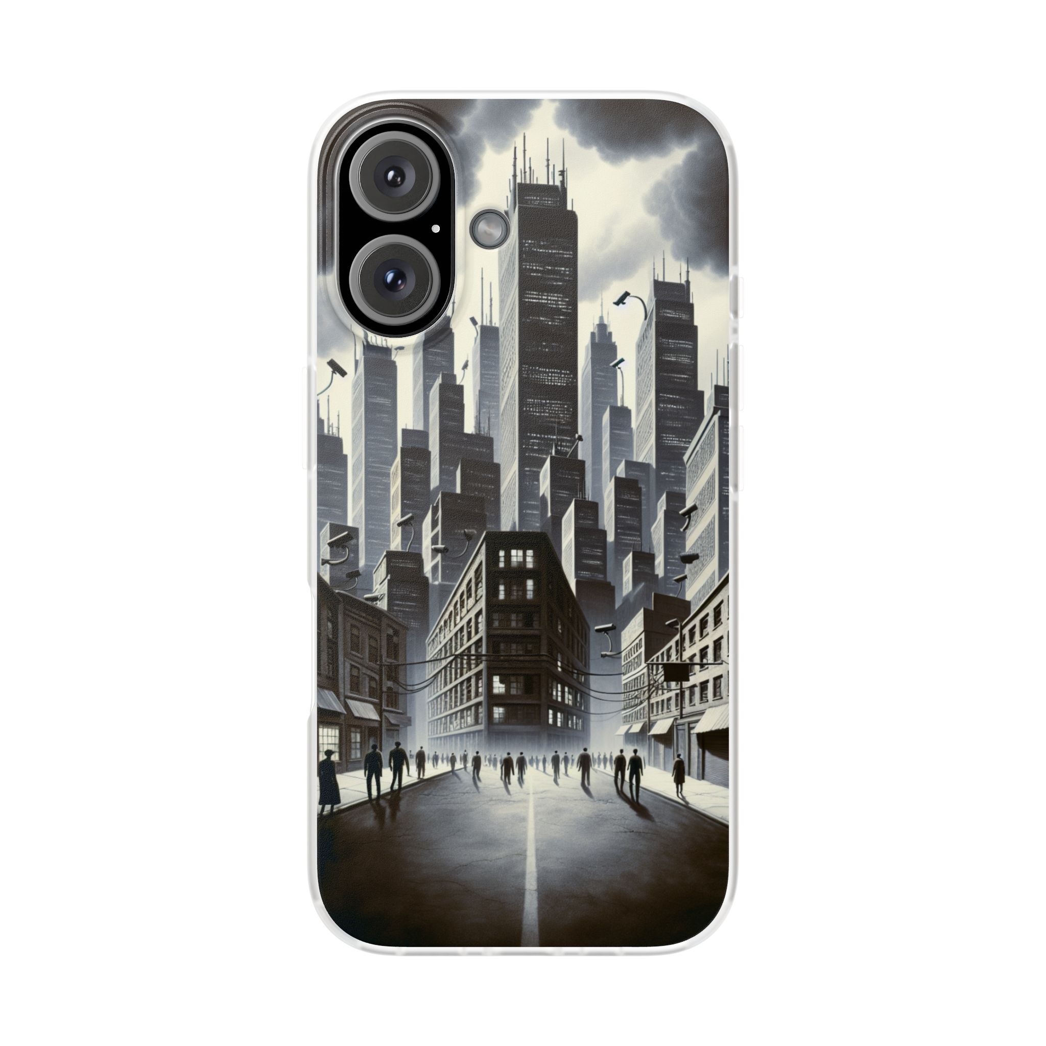 Modern Black & White City Trendy Resistant Flexi Phone Back Case
