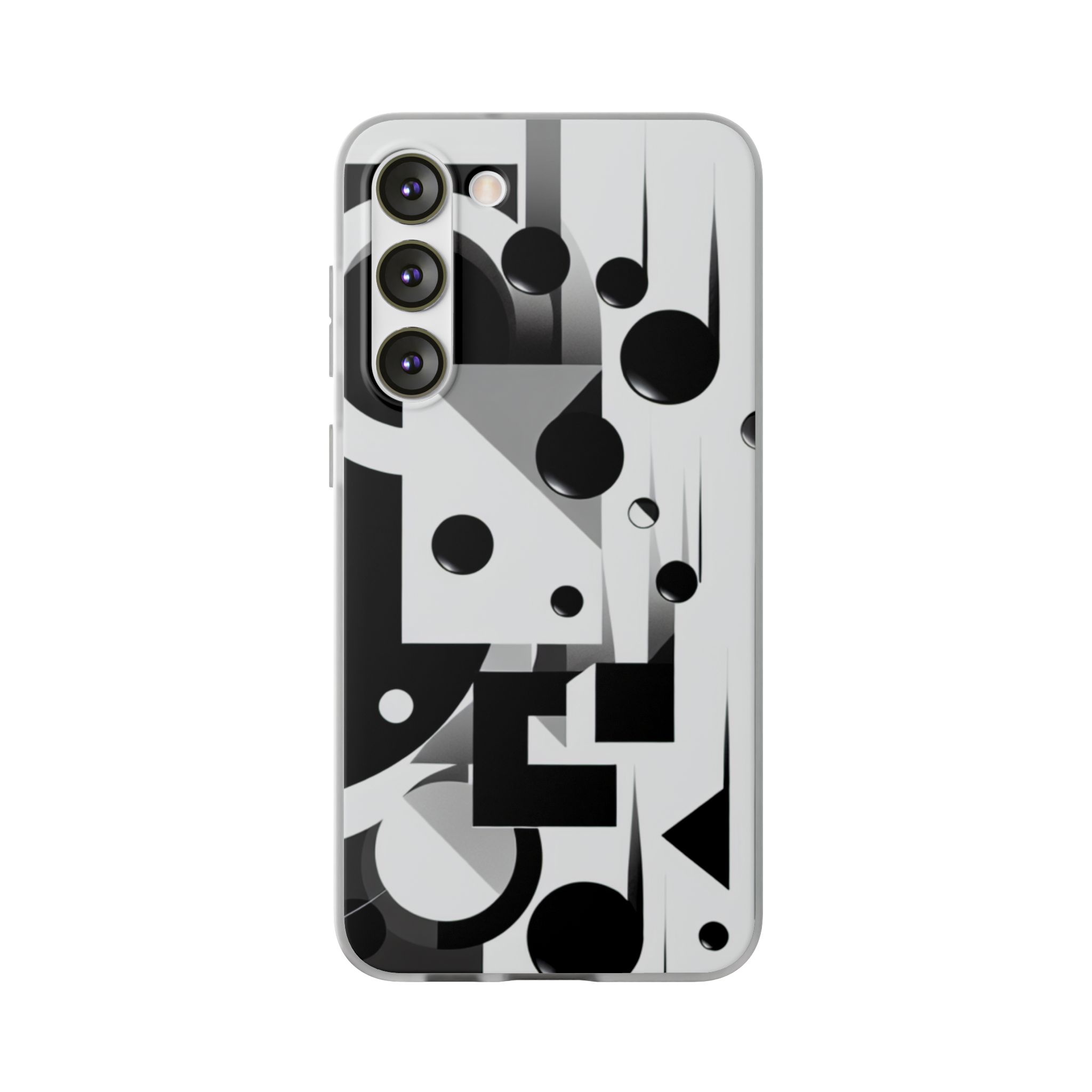 Black & White Abstract Trendy Resistant Flexi Phone Back Case - Image 5