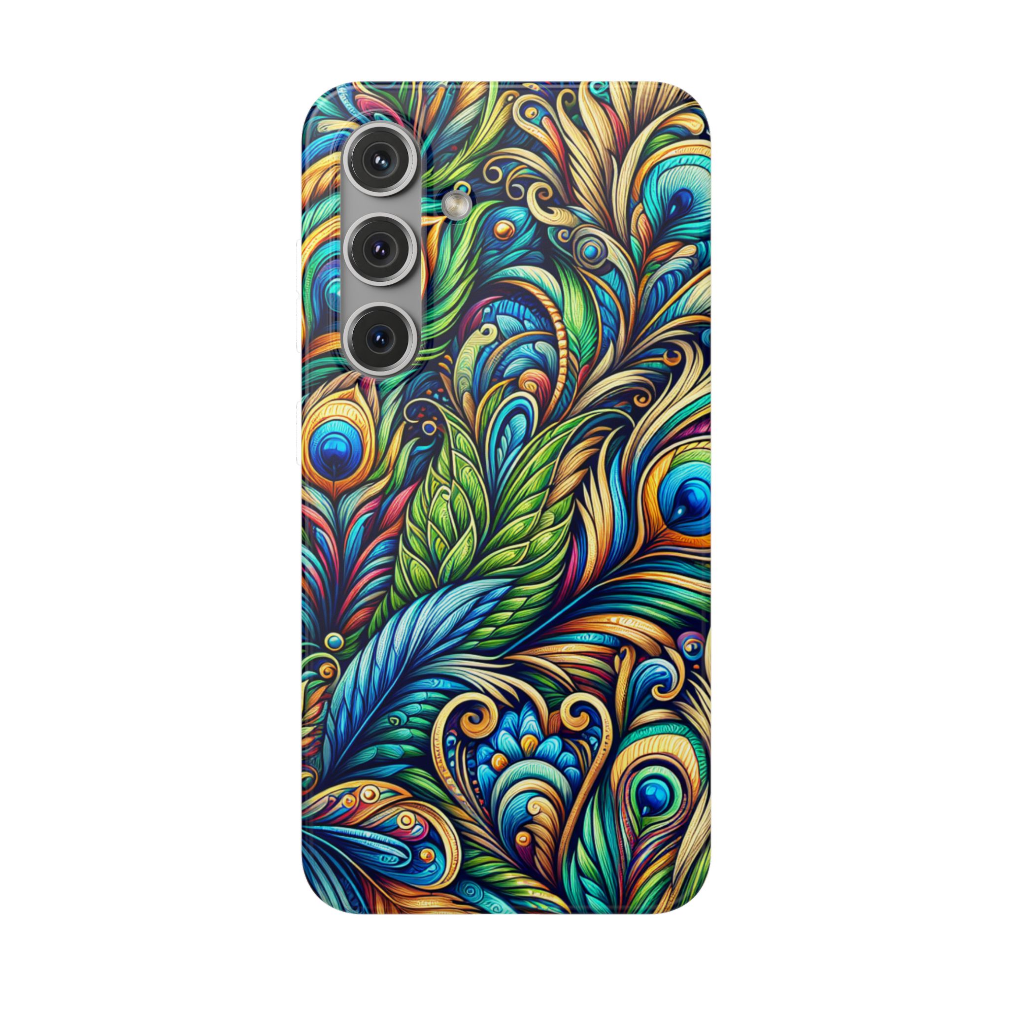 Peacock Feather Art Trendy Resistant Flexi Phone Back Case - Image 7