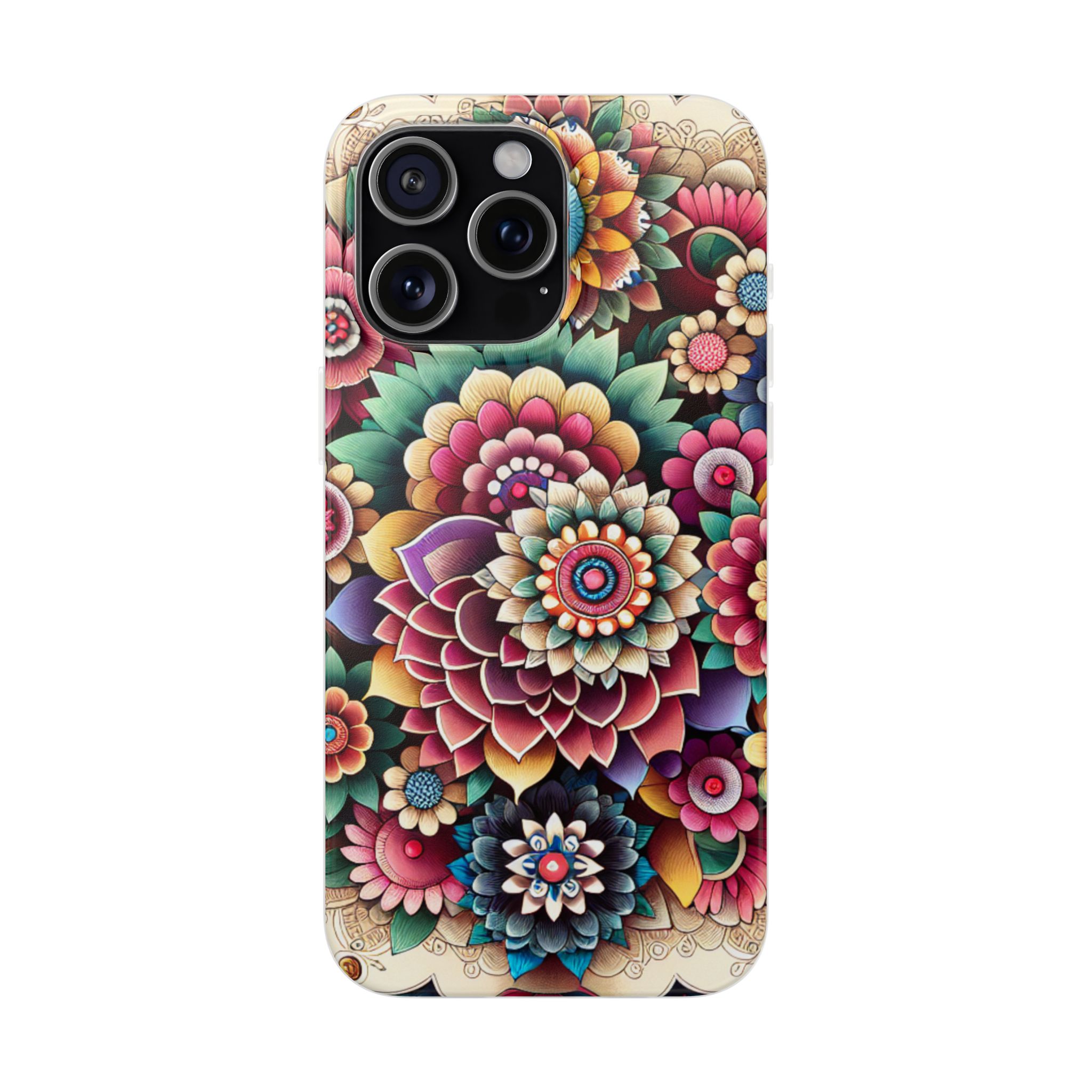 Floral Pattern Print Trendy Resistant Flexi Phone Back Case - Image 3