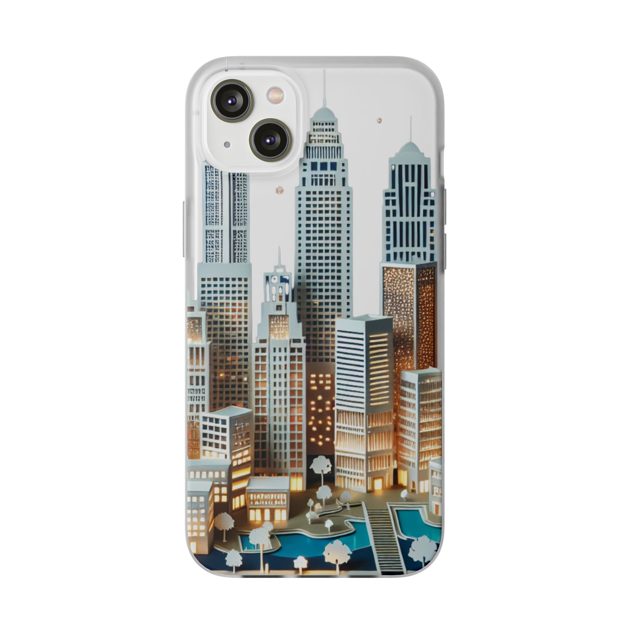 Paper Art 3D Cityscapes Trendy Resistant Flexi Phone Back Case - Image 6