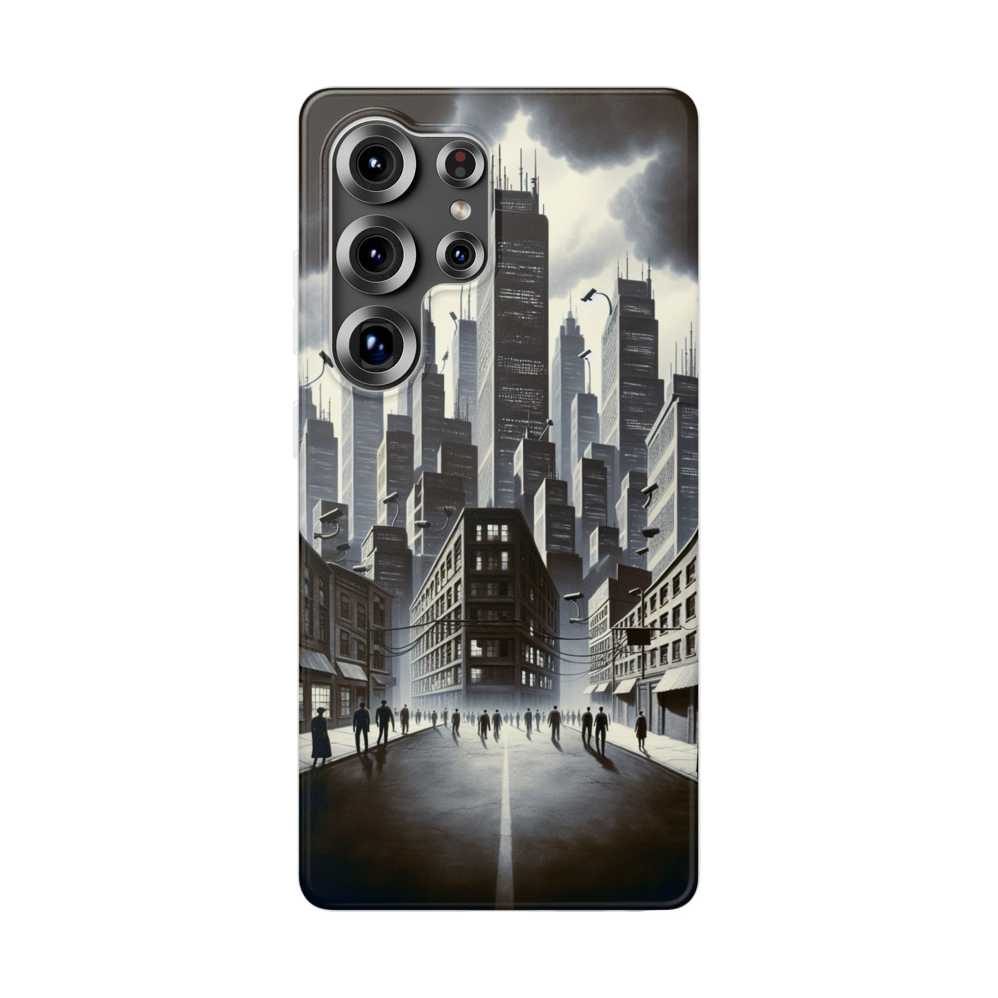 Modern Black & White City Trendy Resistant Flexi Phone Back Case - Image 2