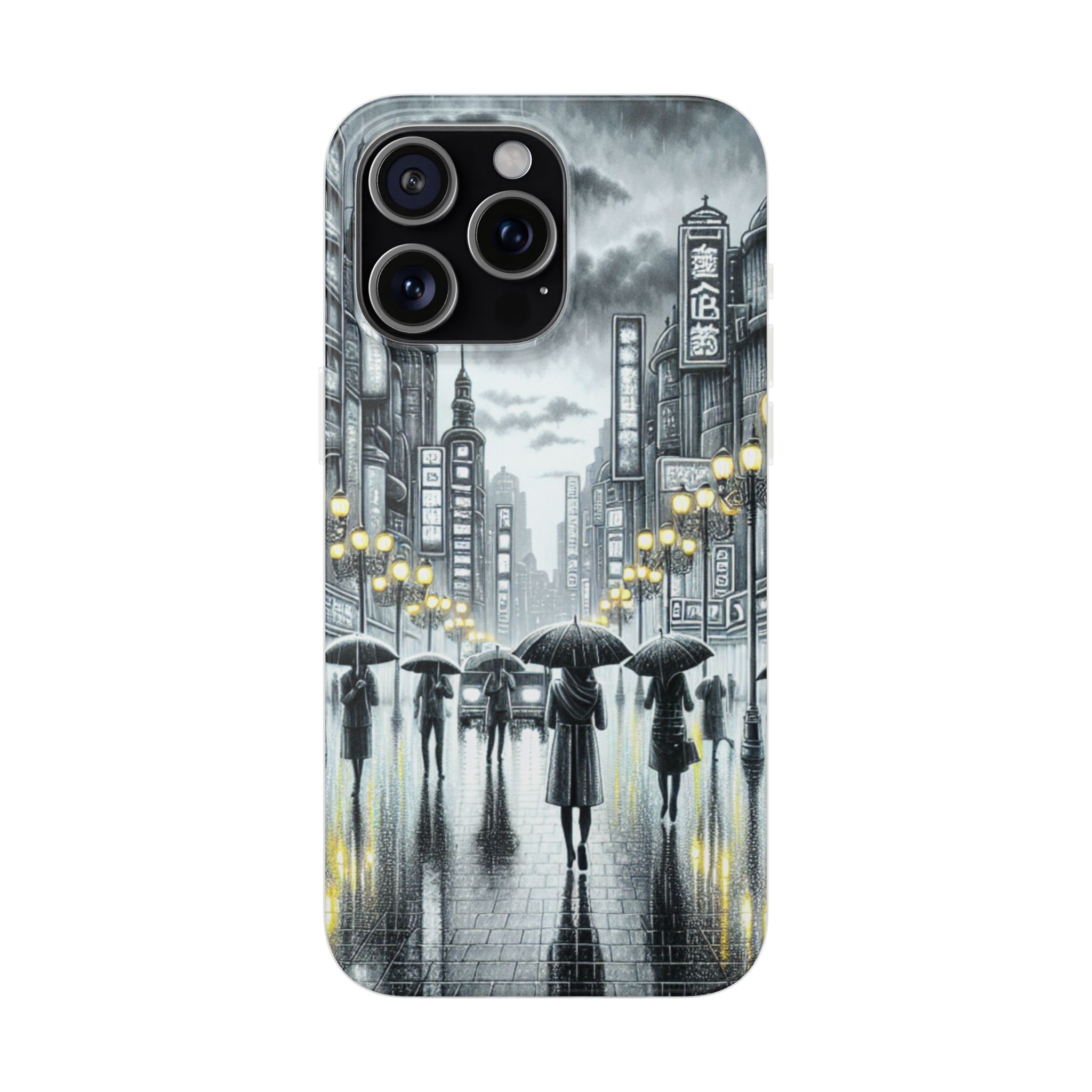 Cloudy Cityscape Trendy Resistant Flexi Phone Back Case - Image 4