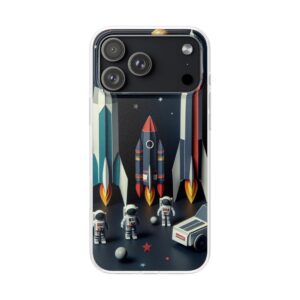 Space Fun Black Trendy Resistant Flexi Phone Back Case