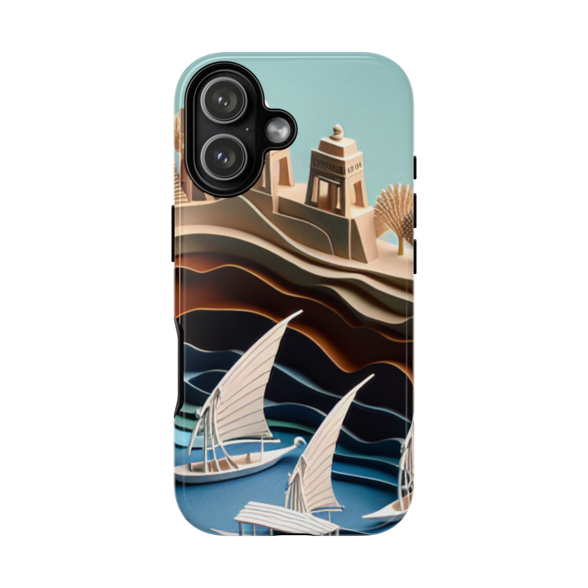 Castle Shore Paper Art Mobile Phone Cases for iPhone, Samsung & Google Pixel