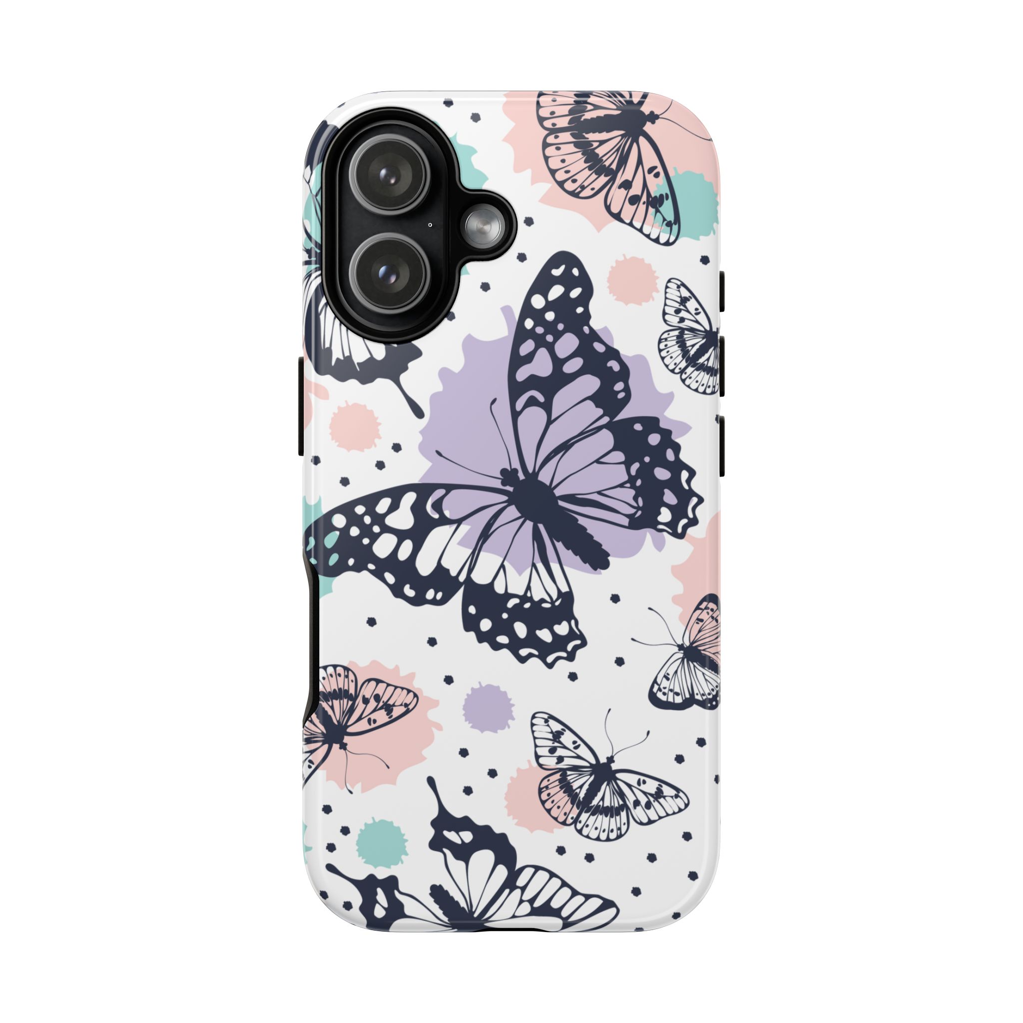 Butterfly White Printed Tough Mobile Phone Case for iPhone, Samsung & Google Pixel