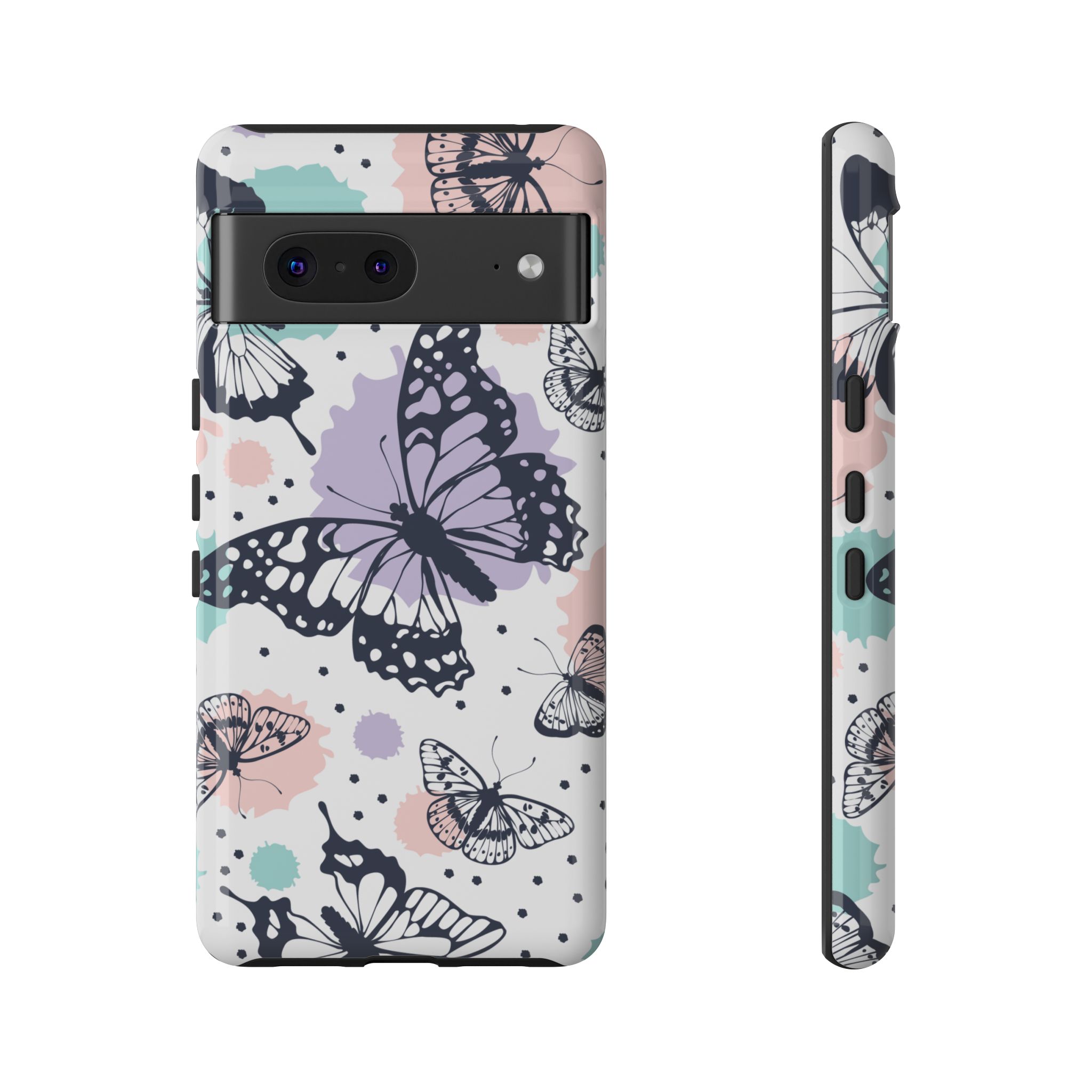 Butterfly White Printed Tough Mobile Phone Case for iPhone, Samsung & Google Pixel - Image 5