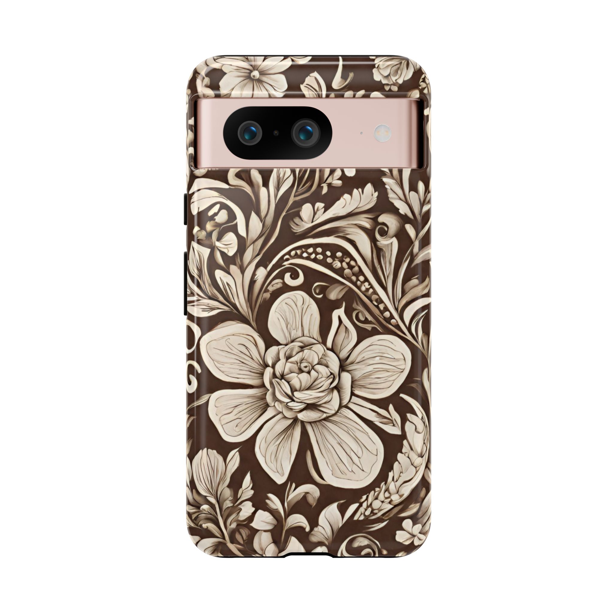 Brown Floral Artistic Tough Mobile Phone Case for iPhone, Samsung & Google Pixel - Image 11