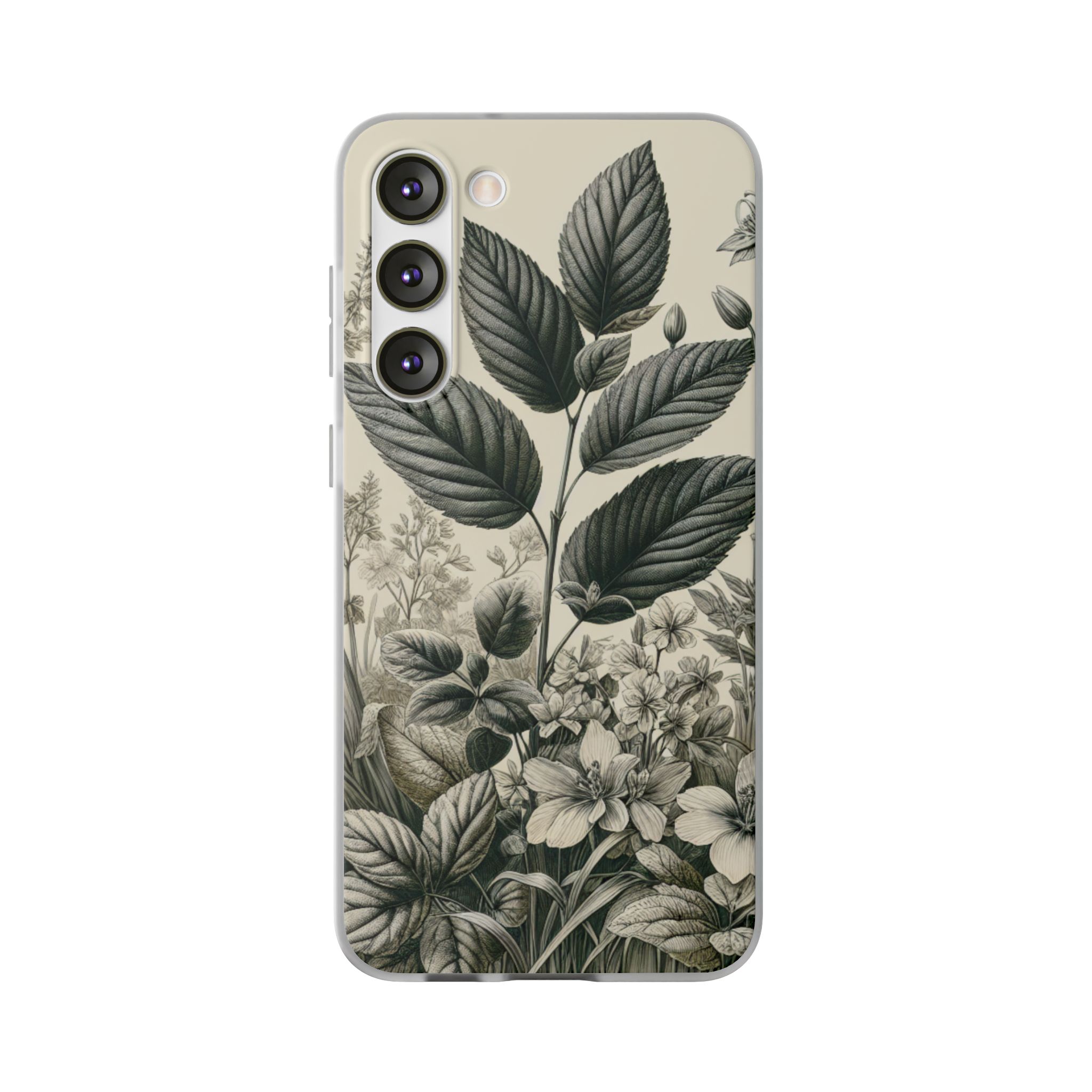 Hand Sketch Botany Popular Trendy Resistant Flexi Phone Back Case - Image 3