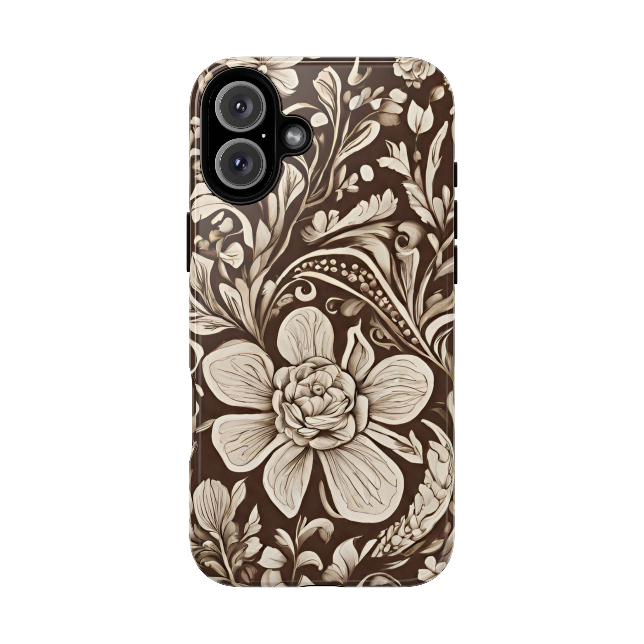 Brown Floral Artistic Tough Mobile Phone Case for iPhone, Samsung & Google Pixel - Image 12