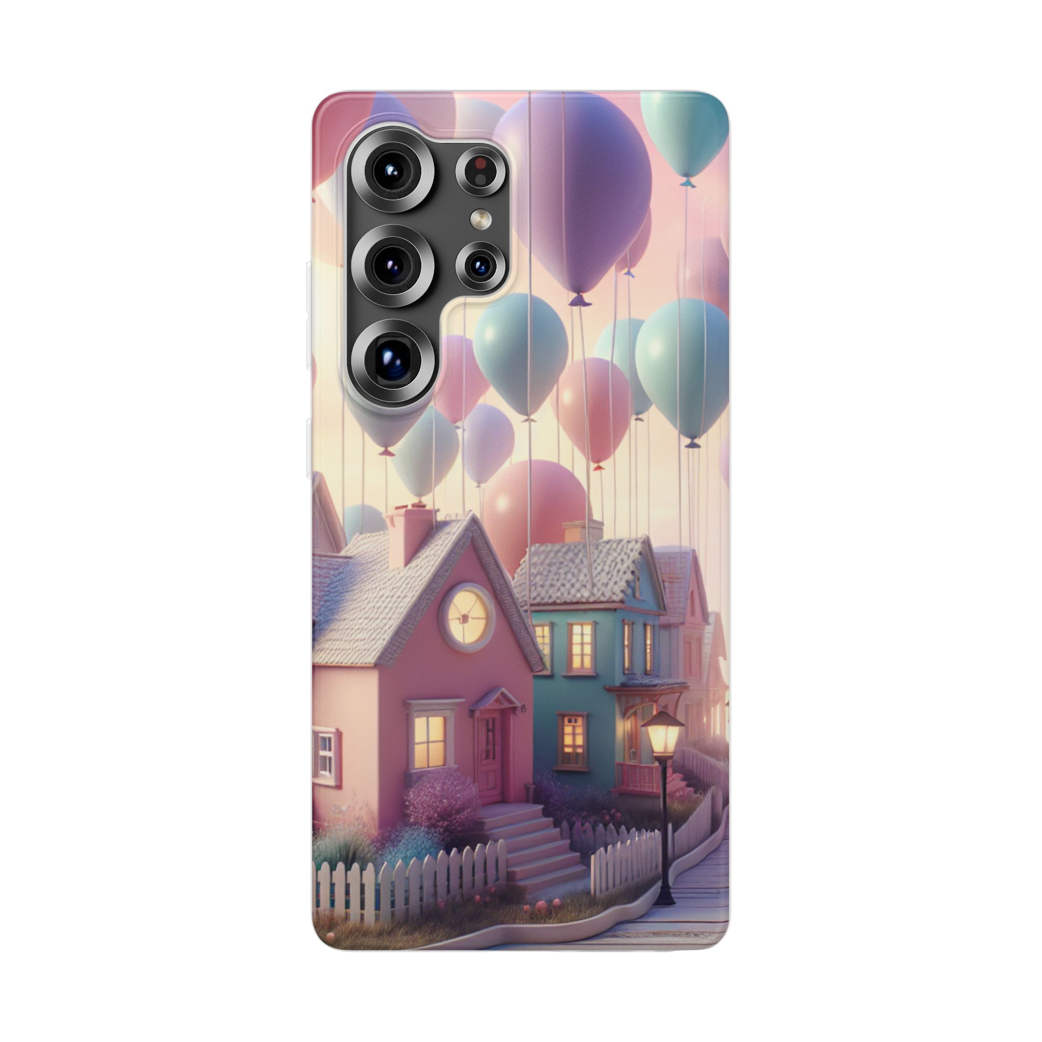 Houses & Balloons Trendy Resistant iPhone Samsung Flexi Smart Phone Case Cover