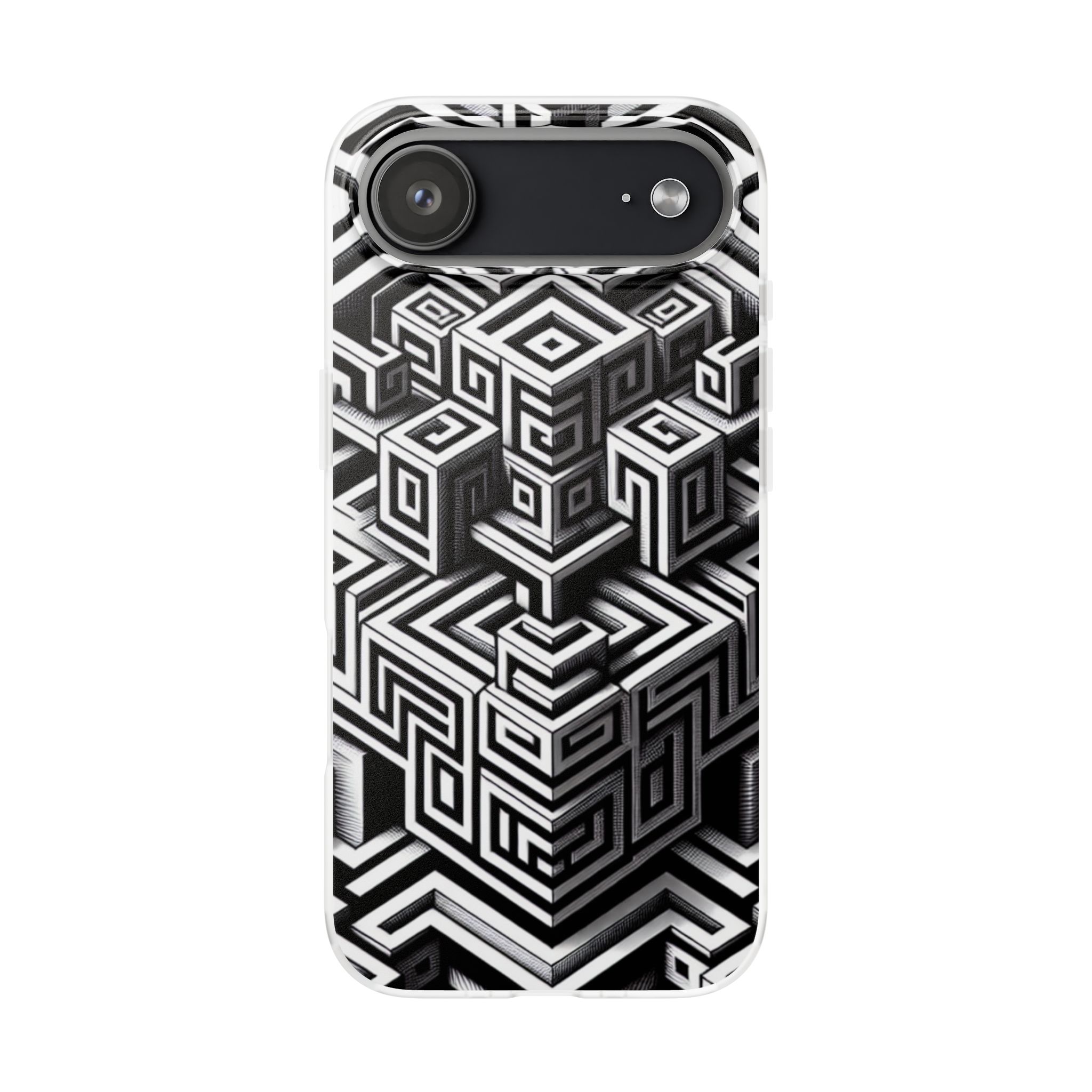 Illusion Pattern Print Trendy Resistant iPhone Samsung Flexi Smart Phone Case Cover - Image 5