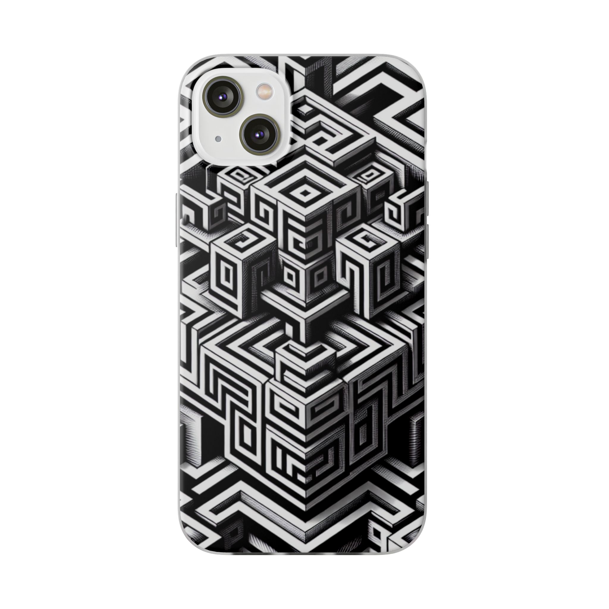 Illusion Pattern Print Trendy Resistant iPhone Samsung Flexi Smart Phone Case Cover - Image 8