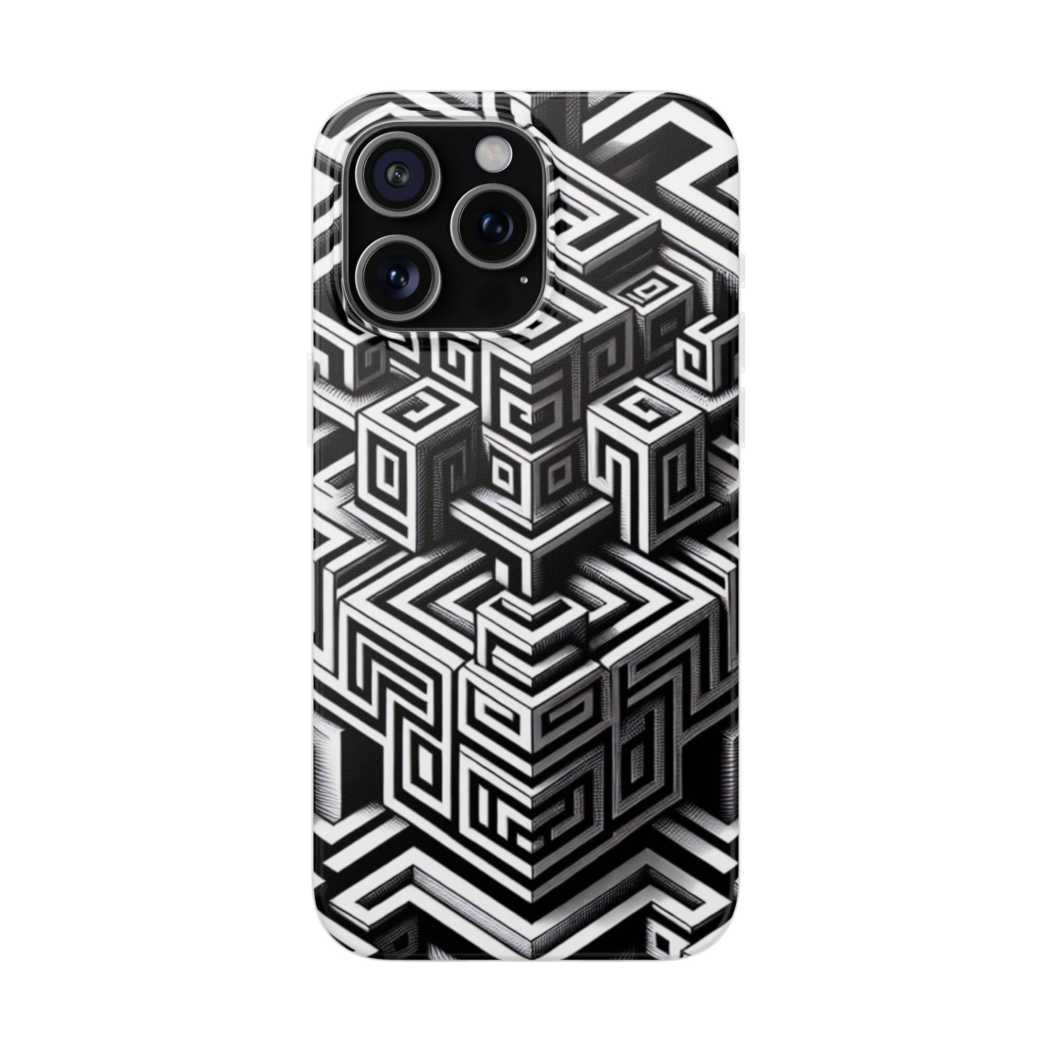 Illusion Pattern Print Trendy Resistant iPhone Samsung Flexi Smart Phone Case Cover - Image 6