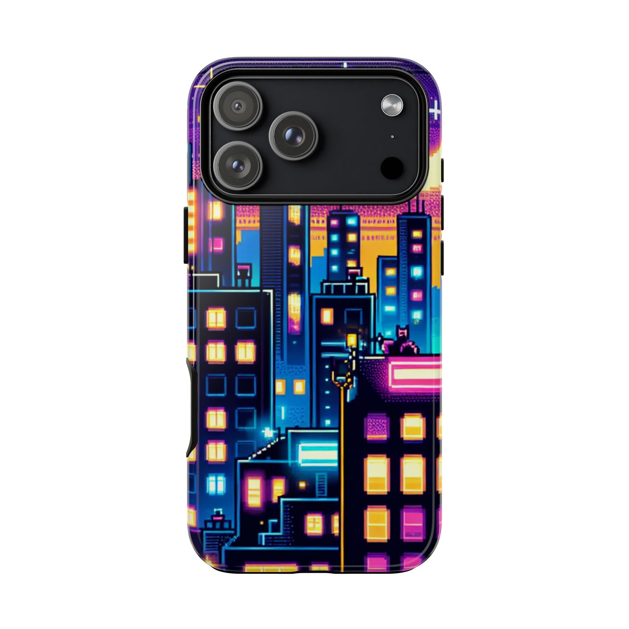 Neon Cityscapes Trendy Tough Phone Case for iPhone, Samsung & Google Pixel - Image 3