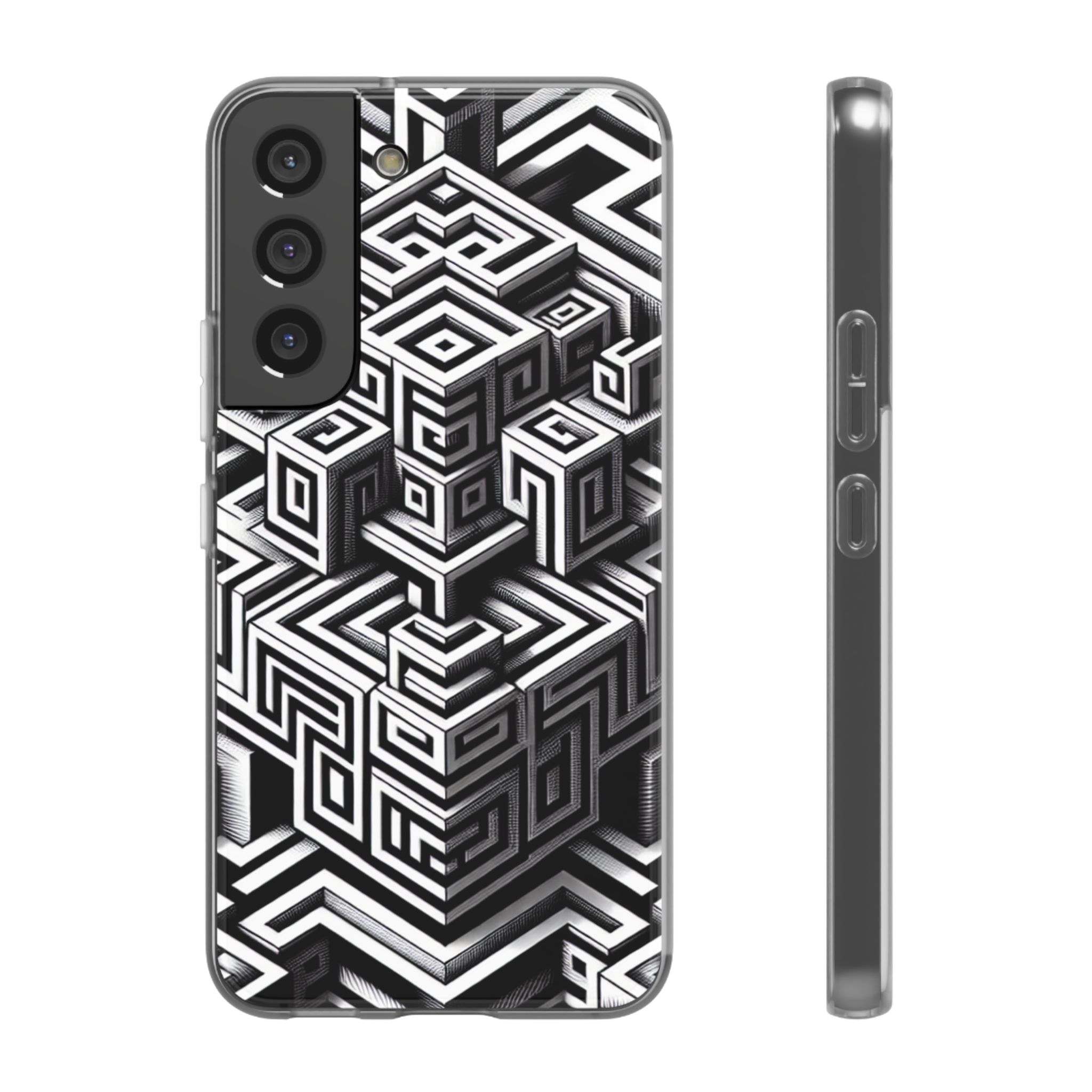 Illusion Pattern Print Trendy Resistant iPhone Samsung Flexi Smart Phone Case Cover - Image 7