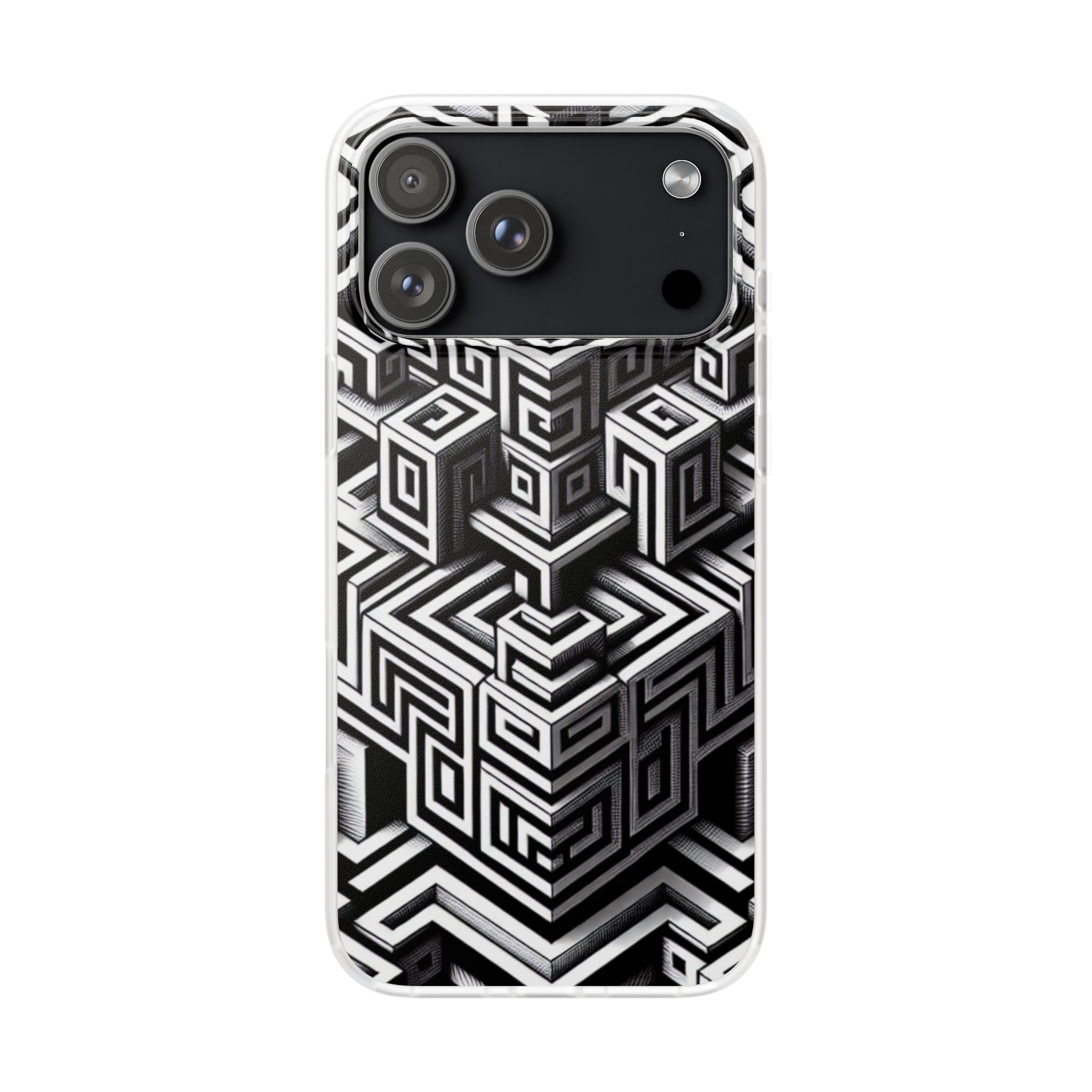Illusion Pattern Print Trendy Resistant iPhone Samsung Flexi Smart Phone Case Cover - Image 2