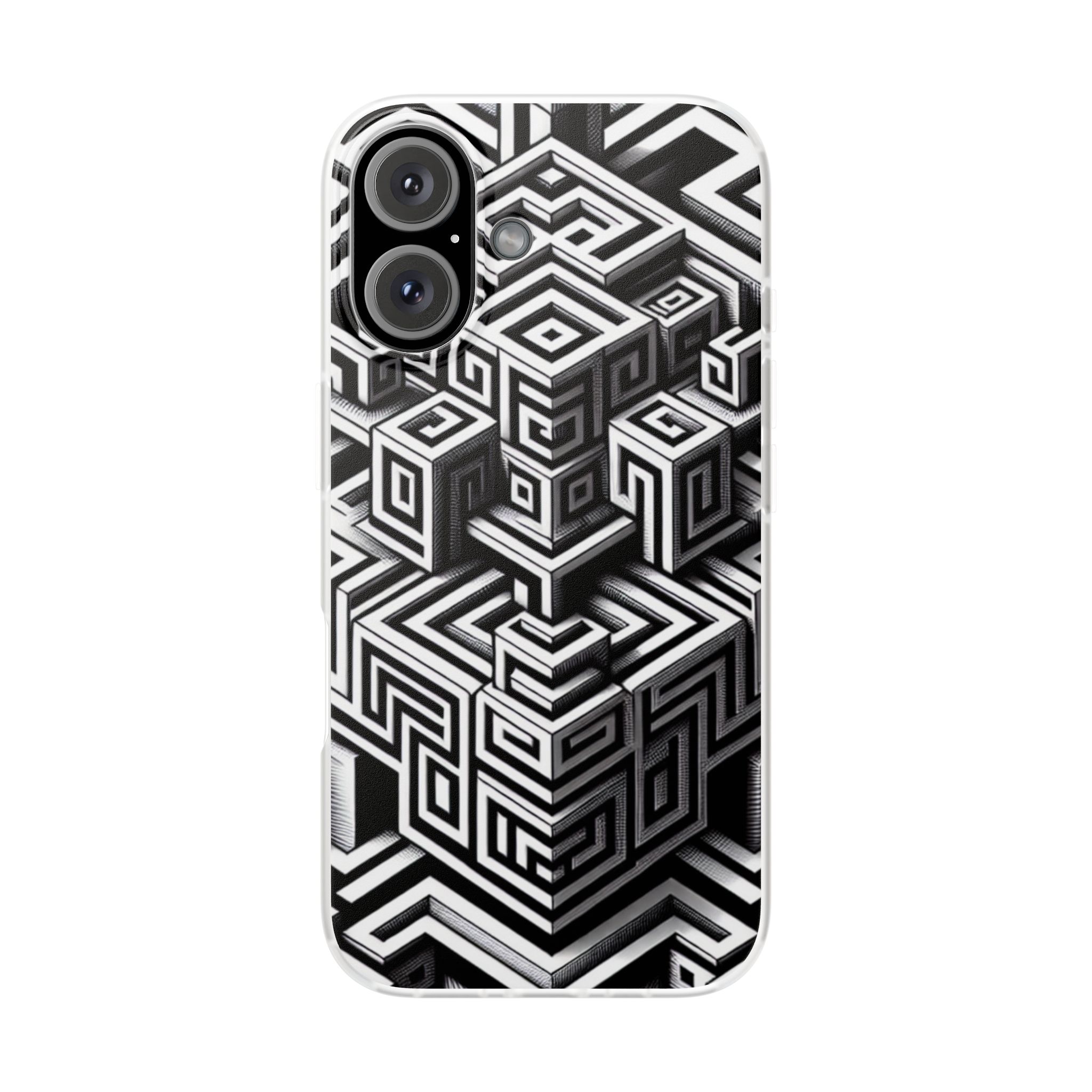 Illusion Pattern Print Trendy Resistant iPhone Samsung Flexi Smart Phone Case Cover
