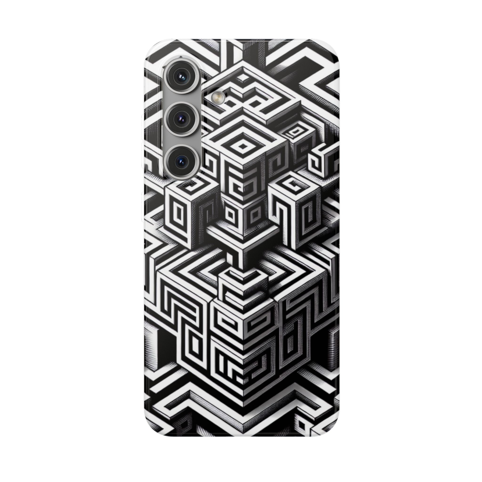 Illusion Pattern Print Trendy Resistant iPhone Samsung Flexi Smart Phone Case Cover - Image 9