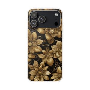 Golden Elegant Flowers iPhone Samsung Flexi Phone Back Case