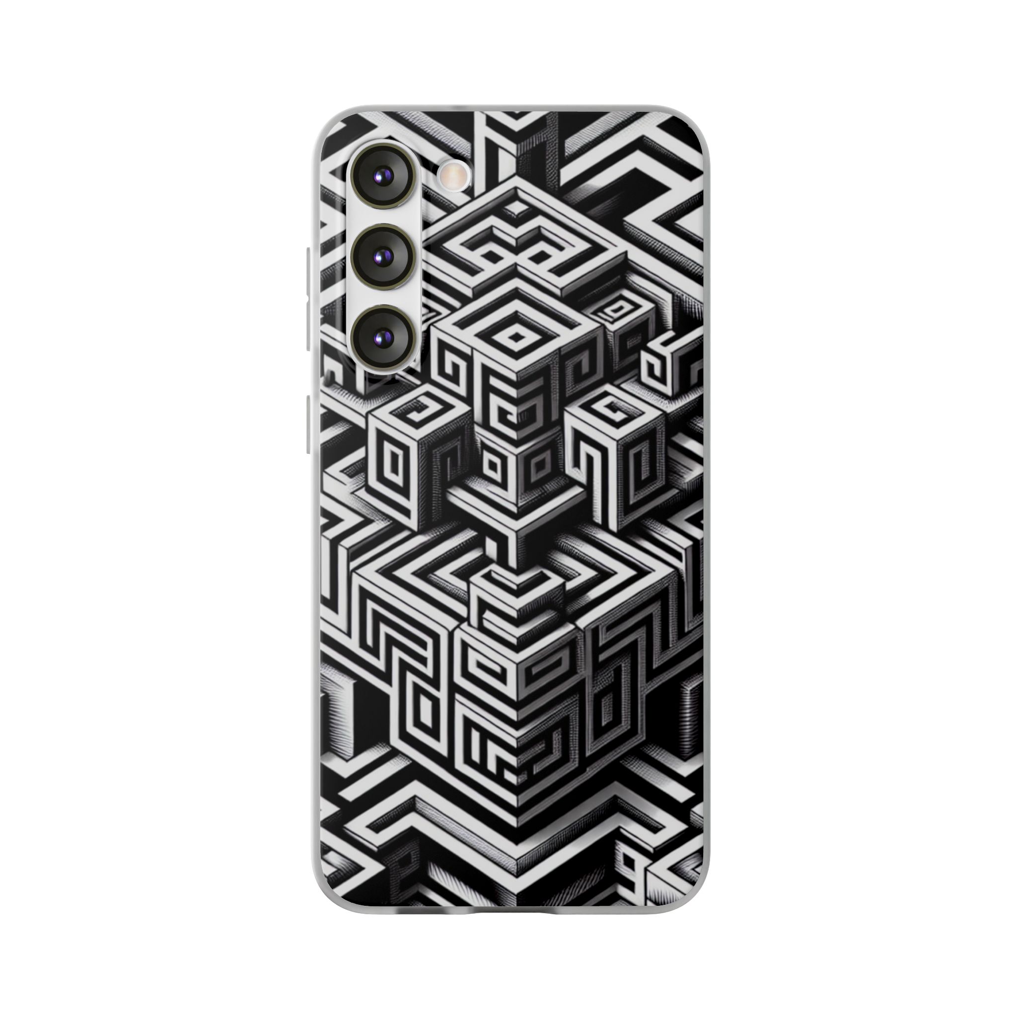 Illusion Pattern Print Trendy Resistant iPhone Samsung Flexi Smart Phone Case Cover - Image 4
